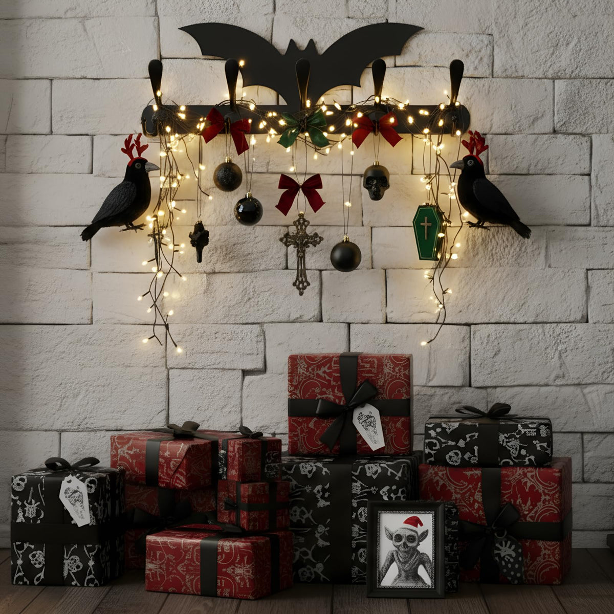 Shimeyao Coat Rack Wall Mount Halloween Christmas Gothic Home Decor Goth Key Hook Heavy Duty 5 Tri Coat Hooks Spooky Black Metal Key Holder for Entryway Hat Jacket Bag Towel Hanger Gift(Bat)
