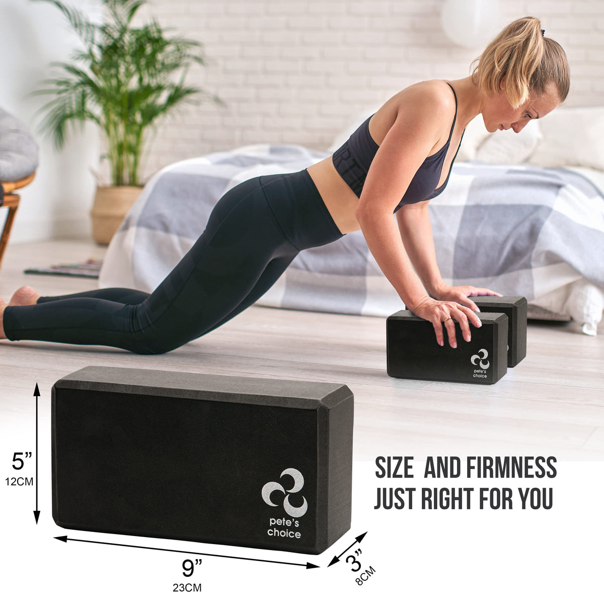 2 Yoga Blocks + 2 Yoga Straps - Starter Kit for Beginners. Great for Home indoor exercises