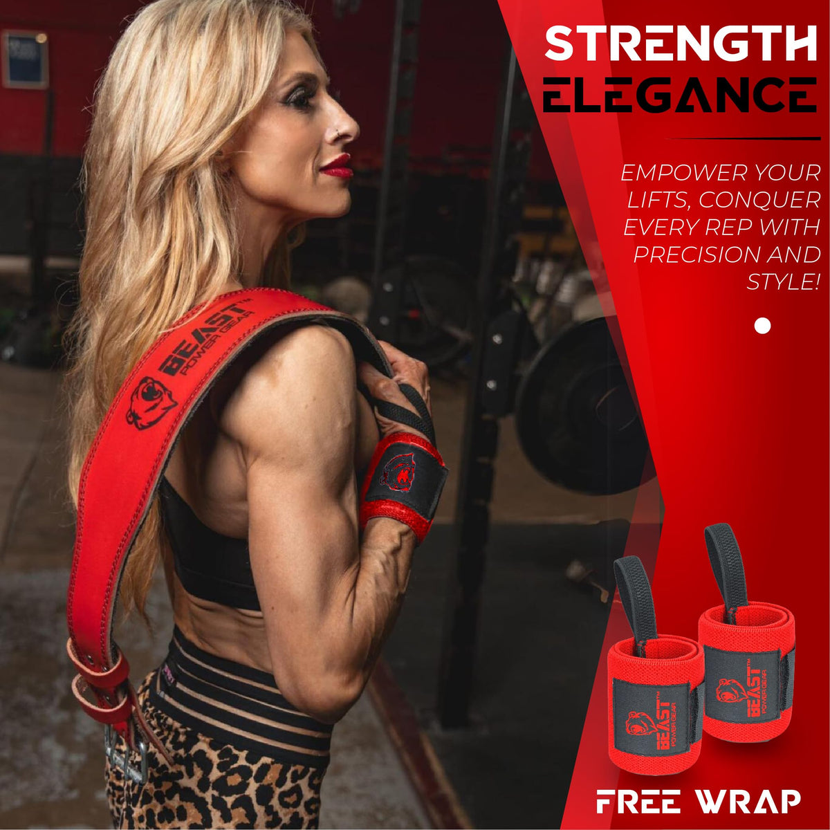 Weight Lifting Belt - 4” Genuine Leather Belts Padded Lower Back Support for Gym Bodybuilding Squat Deadlift Weightlifting Cross Strength Training Men Women Free Wrist Wrap