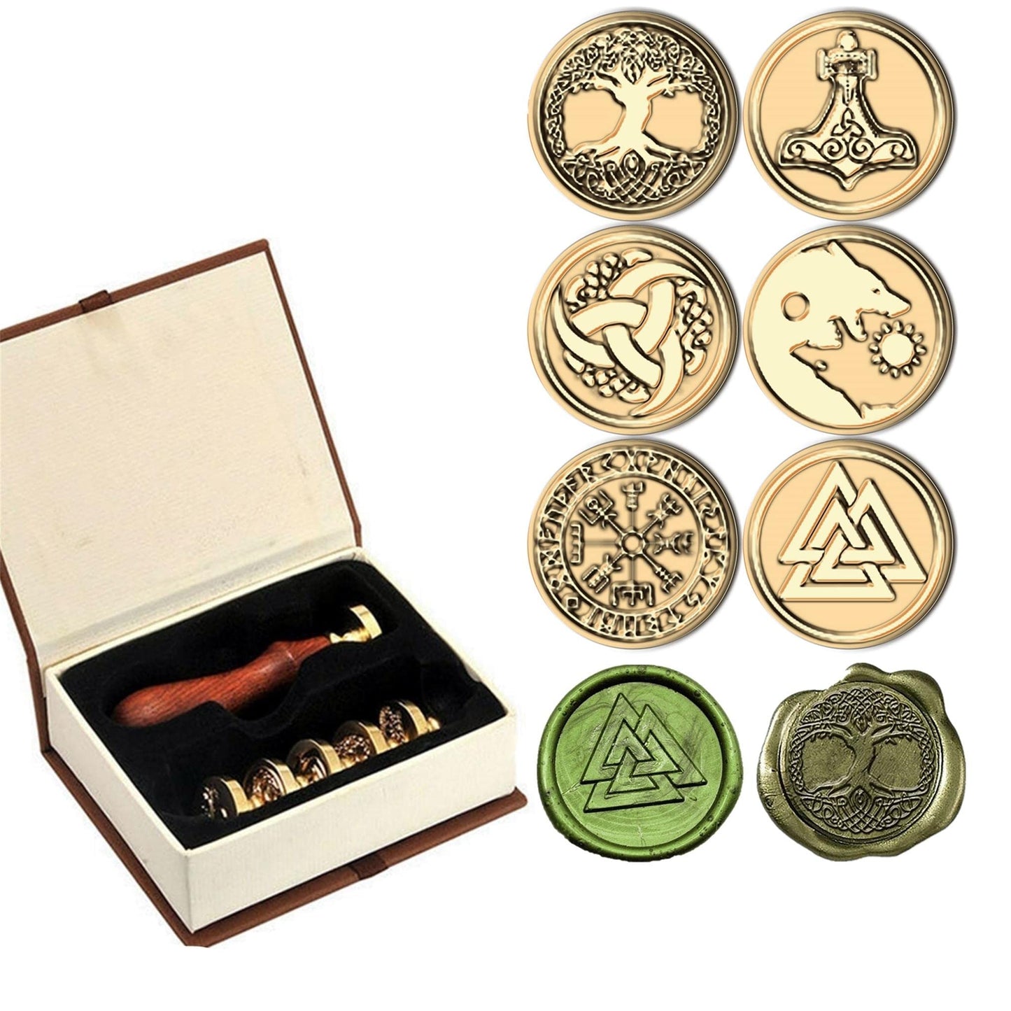 6PCS Viking Rune Wax Seal Stamp, Viking Rune Sealing Wax Stamp, Vegvisir Valknut Tree of Life Seal Wedding Invitation Birthday Party Seal Gifts (6pcs Set) (A1)