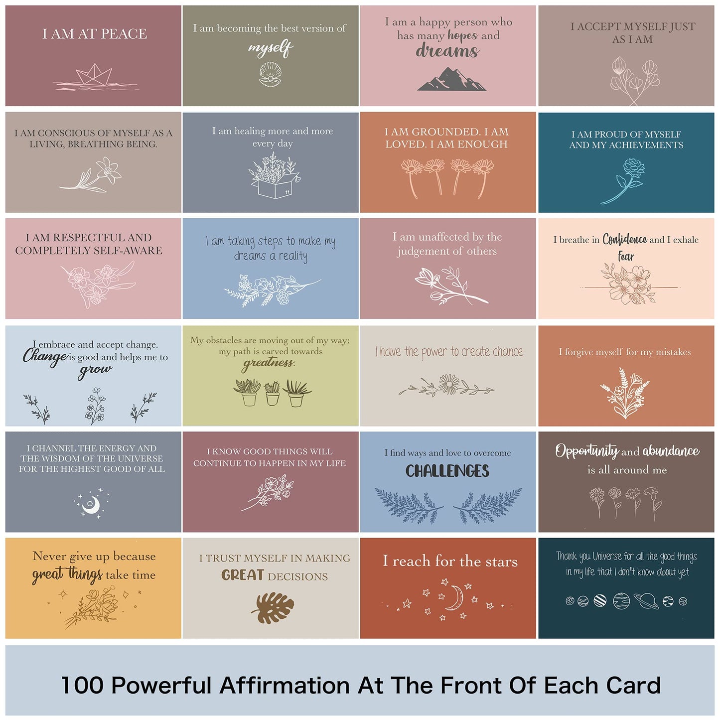 100 Affirmation Cards for Women and Men With 150+ Thought-Provoking Questions, Unique Affirmation cards for stress Relief, Meditation and Self Care Gift For Women and Men.