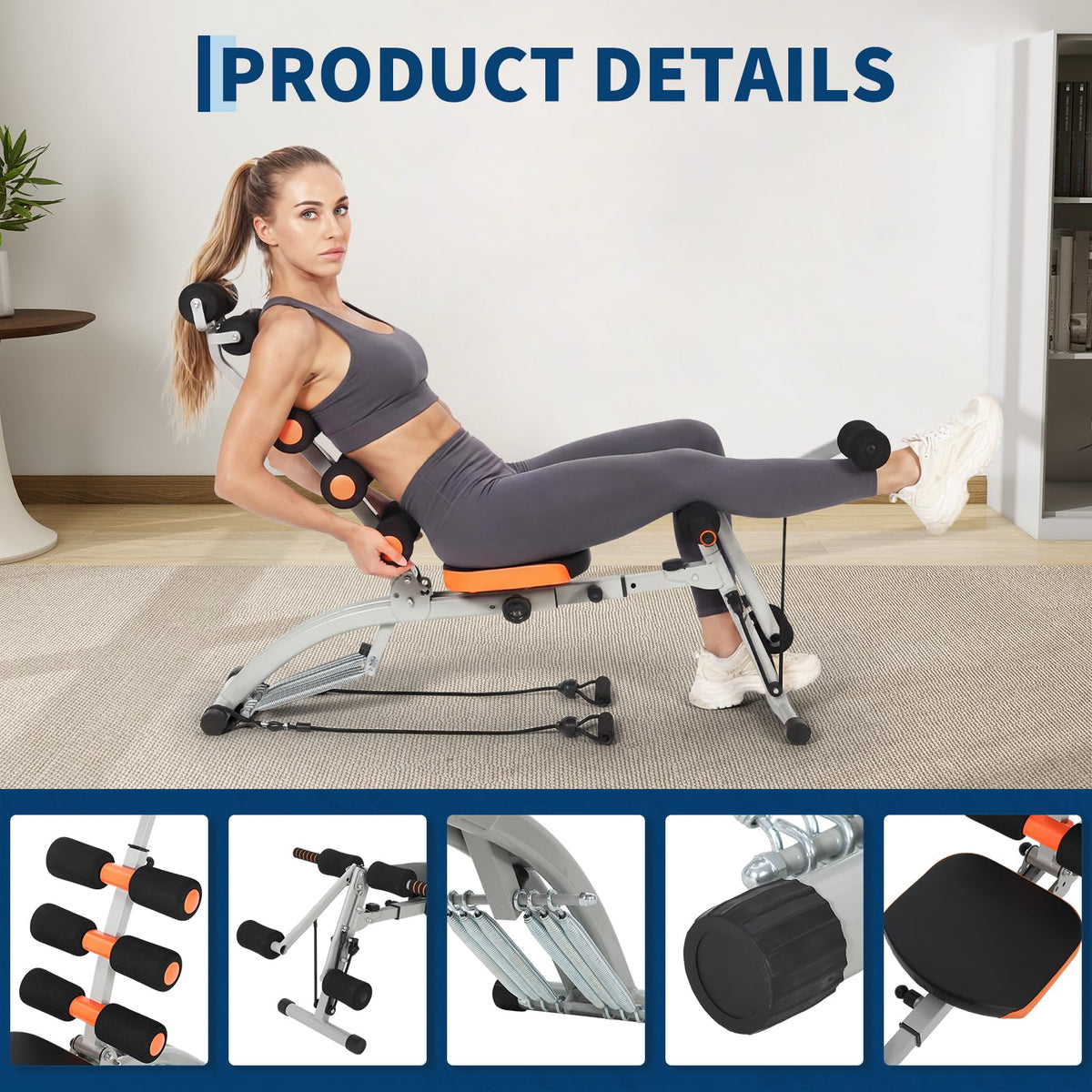 Abdominal Workout Bench,Adjustable Ab Machine for Home Gym,Multi-Functional Exercise Bench for Full Body Workout