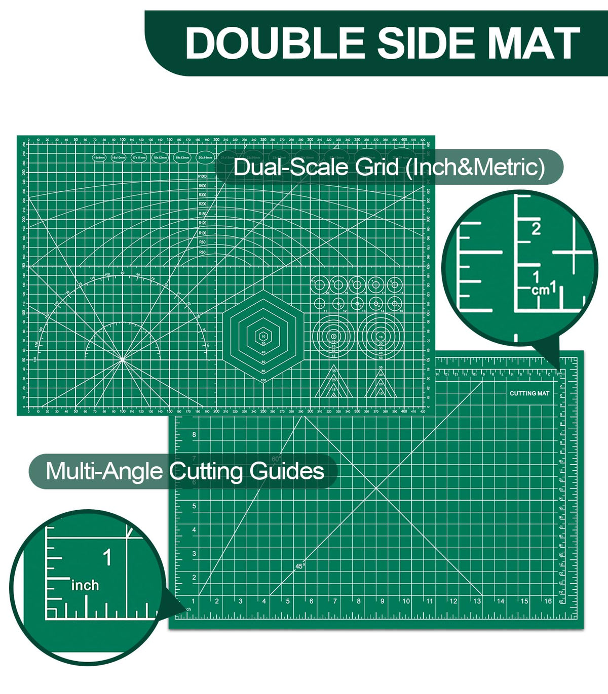 Self Healing Cutting Mat 3 Packs, 12×18 Inch Fabric Cutting Mats for Crafts, Double Sided Sewing Boards for Quilting Hobby Scrapbooking 5 Layers