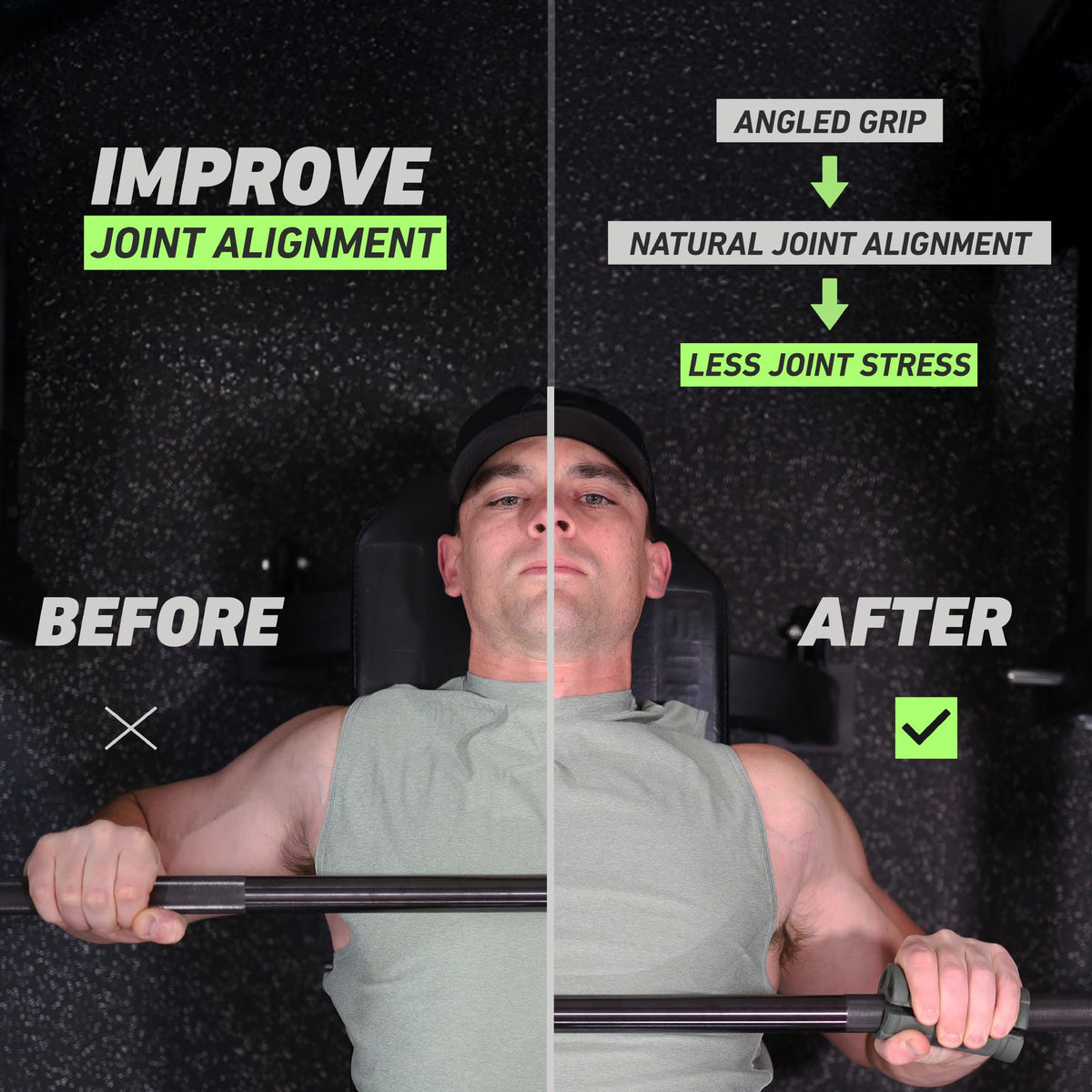 N-Gage Grips EZ– Patented Angled Barbell Thick Grips for Joint Support & Muscle Activation – Ergonomic Bar Attachments for Strength Training - Gym Accessories Manufactured in the USA (1 Pair)