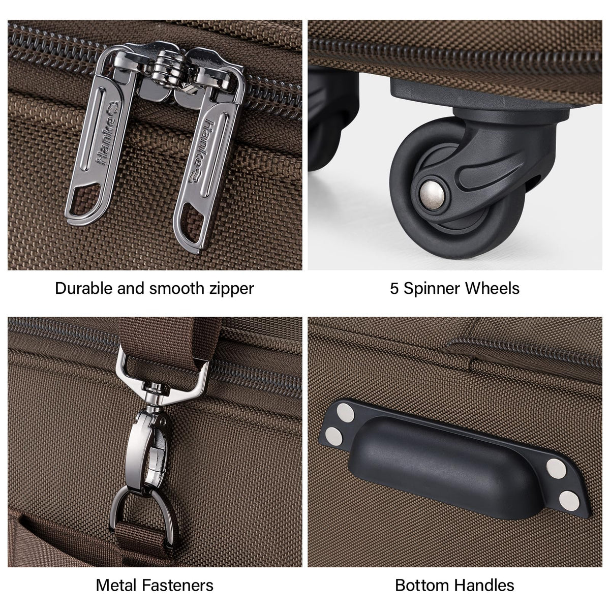 Hanke Expandable Collapsible Luggage with Wheels Suitcase, Rolling Travel Bag, Duffel Garment Tote Bag for Men Women, Lightweight Suitcase, Large Capacity Luggage with Spinner Wheel (Coffee)