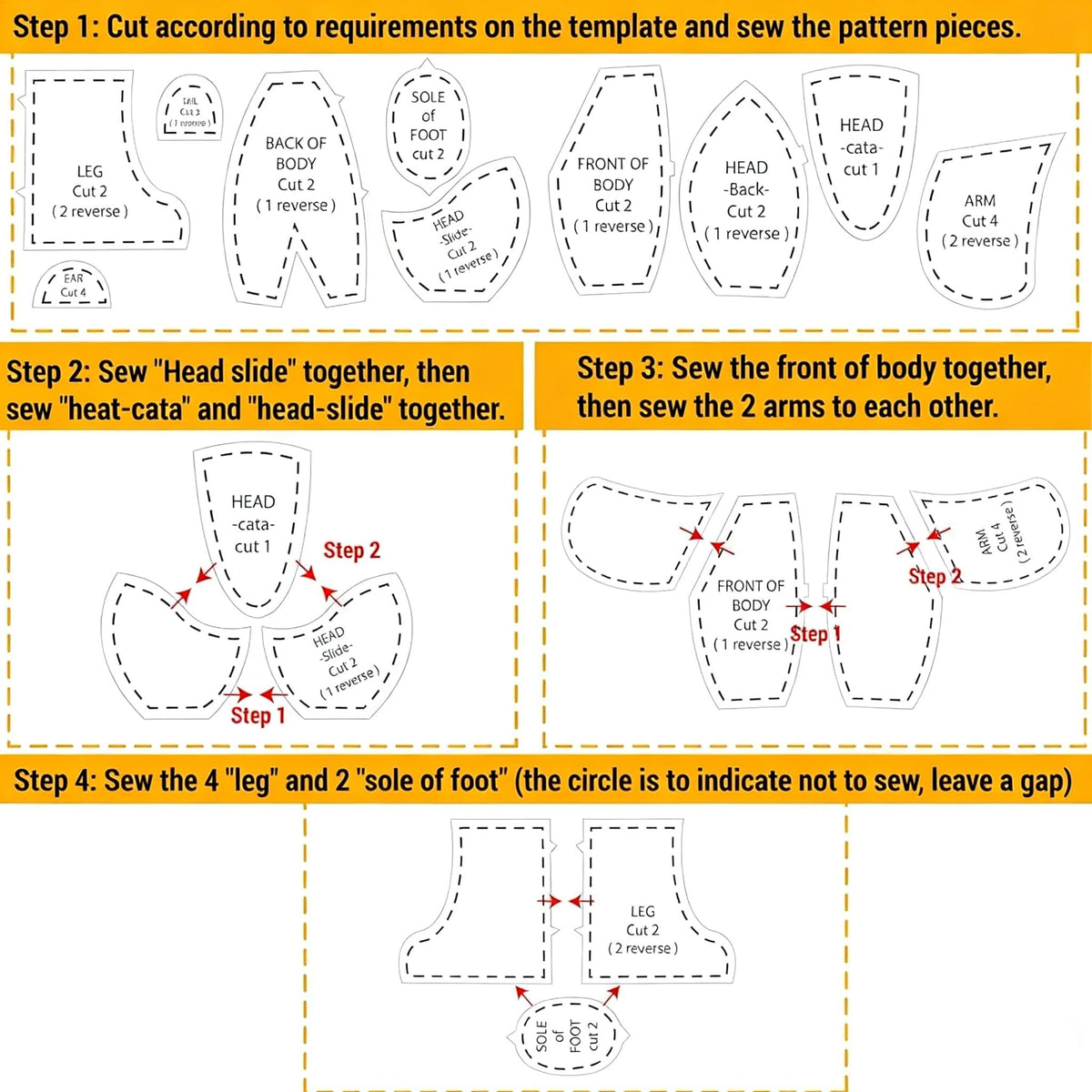 YICBOR Memory Bear Sewing Templates Set, 10Pcs Durable Acrylic Teddy Bear Sewing Patterns & Templates with Detailed Instructions for Sewing (Medium)