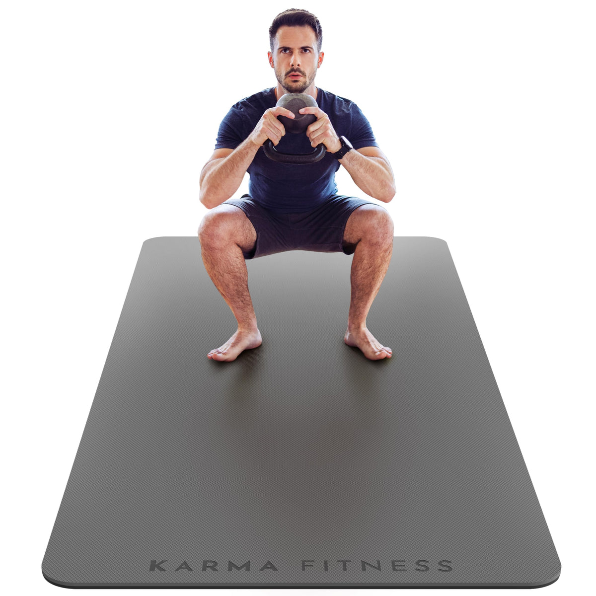 Large Exercise Mat – Extra Thick 10mm Workout Mat (72"x32") – Non-Slip TPE Yoga Mat for Women & Men – Pilates, HIIT, Fitness & Home Gym Mat – Includes Free Carry Bag (Dark Grey Plain)