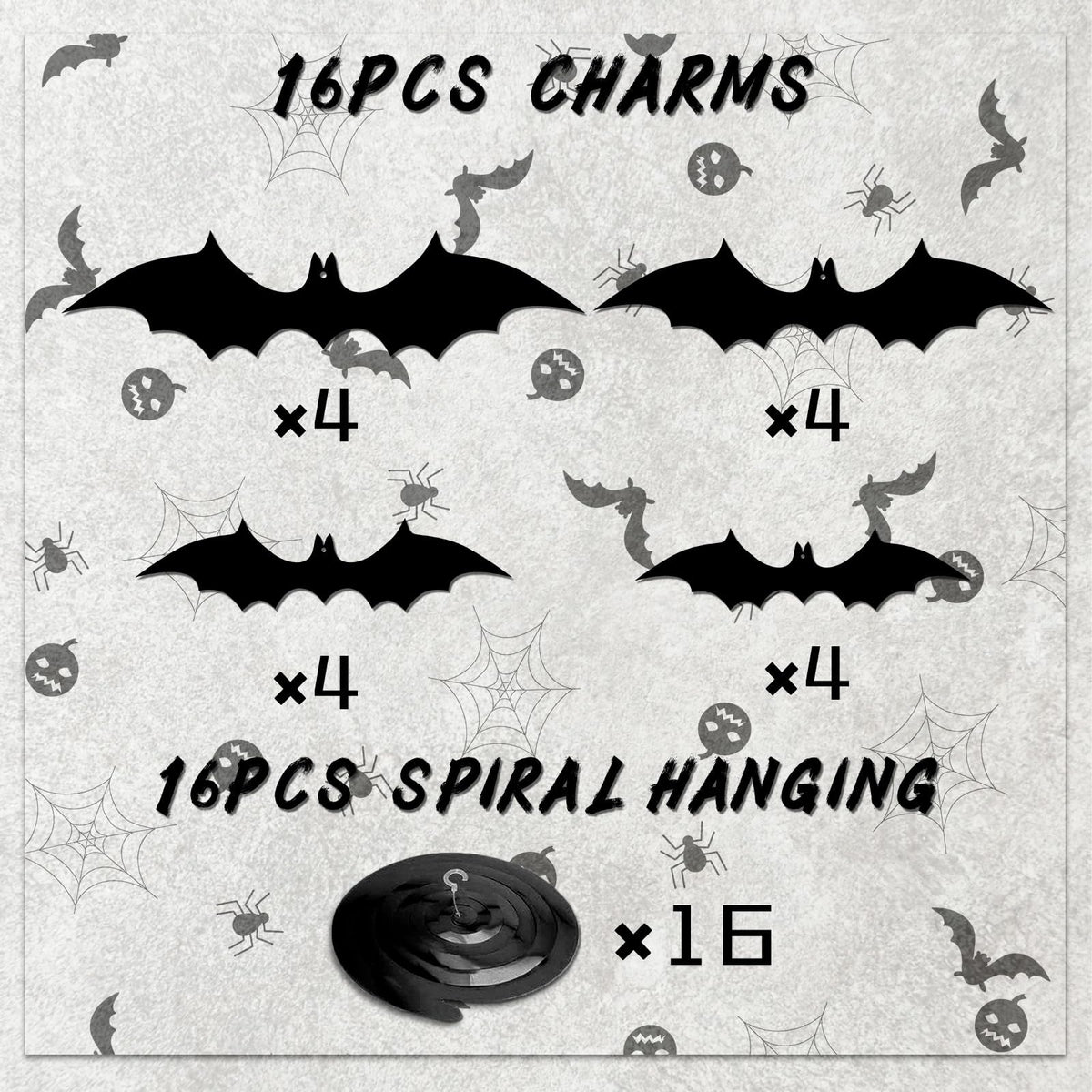 32 Pcs Halloween Bat Hanging Swirls Decorations, Black Bat Ceiling Streamers with Foil Spirals, Halloween Party Decor for Ceiling Window Porch Classroom Office Haunted House