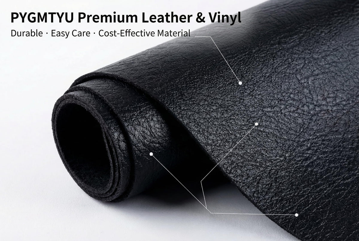 PYGMTYU Soft Vinyl Faux Leather Sheets, Waterproof Leather Material, Heavy Duty Marine Vinyl for Boat Seats, Car Interior,Sofa Refurbish,DIY Wallets,Bags,Phone Case,Hair Bows,Placemat,Craft Material