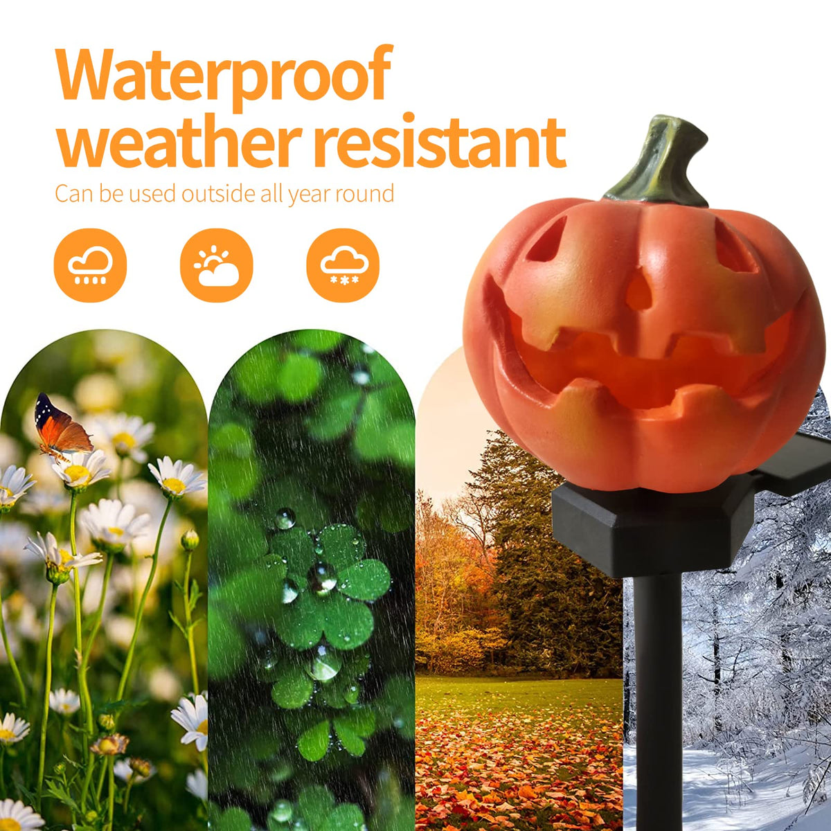 QH & Garden Pumpkin Solar Light - LED Waterproof Pumpkin Light for Garden, Balcony, Yard, Lawn, Pathway, Walkway - Garden Solar Powered Outdoor Decor,Stunning Halloween Decorations