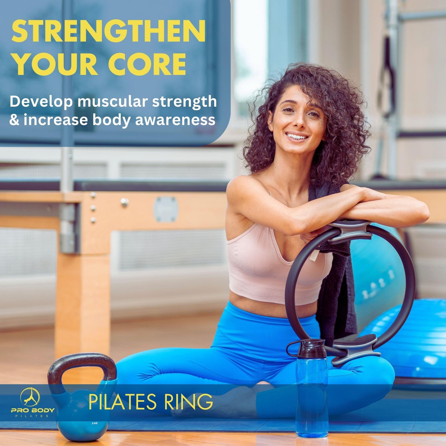 ProBody Pilates Fitness Circle – 14 Inch Pilates Ring for Yoga and Other Workouts, Focusing on Toning Inner Thighs, Arms, Core and Back, at Home Pilates Equipment (Pink)