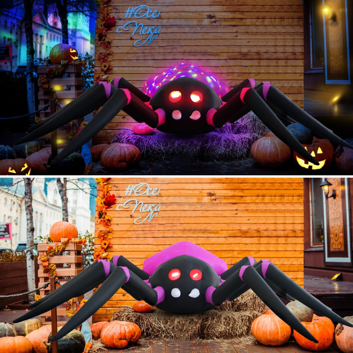 HZGDEJTG 12ft Purple Spider Halloween Inflatable Outdoor Decoration, Yard Decorations with LED Lights for Outdoor Lawn, Garden, Home Holiday Party