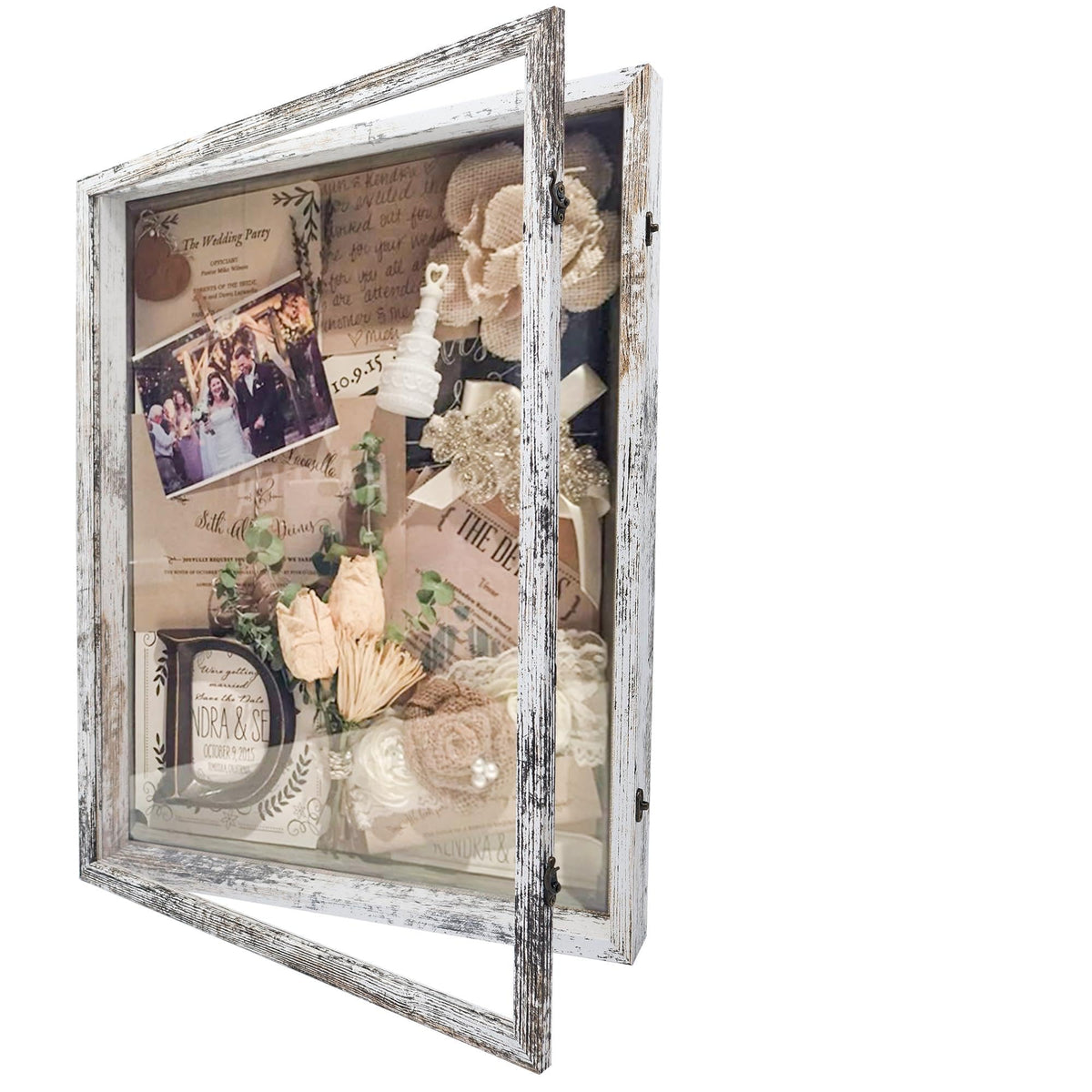 Hodeframe Shadow Box Frame 18x24, Wood Shadow Box Display Case with Glass Window Metal Lock, Memory Box for Memorabilia Awards Medals Photos Black