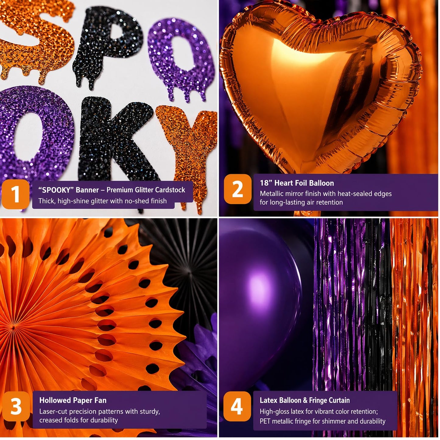 Gameza Summer Halloween Party Decorations - 27PCS Spooky Summer Halloween Banners Paper Fans Balloons Fringe Curtain Decor, Ghost Ween Vibes Holiday Party Supplies