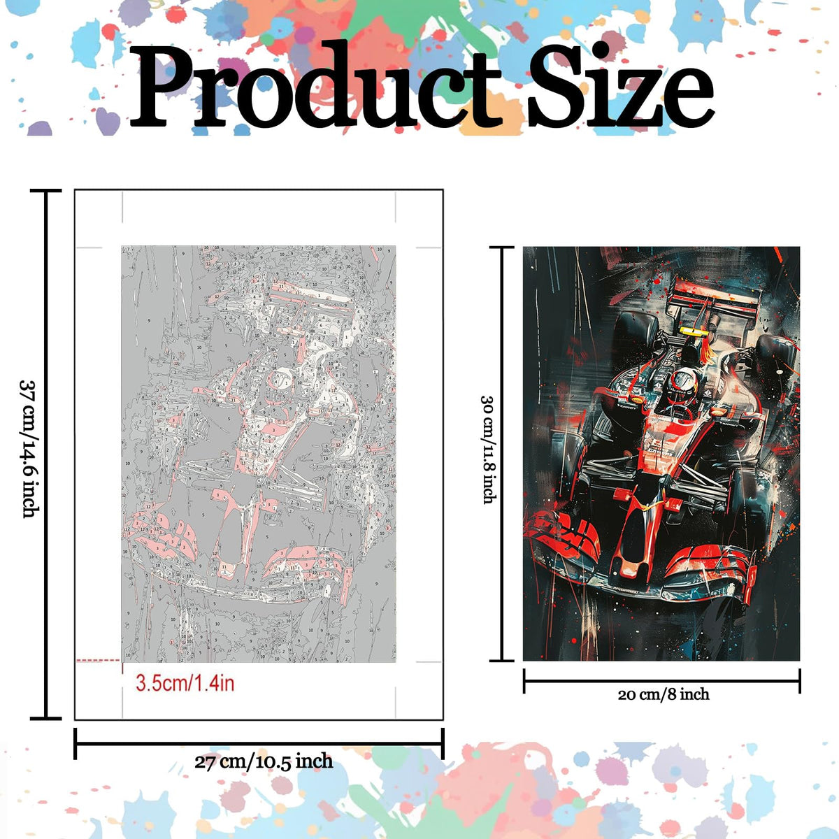 Aihonmin Racing Cars Cross 6 Pack Paint by Numbers for Adults Beginner Graffiti Racing Oil Painting Kits on Canvas with Brushes Acrylic Painting DIY Paintwork Home Decor Gifts 8x11.8 Inch (Frameless)