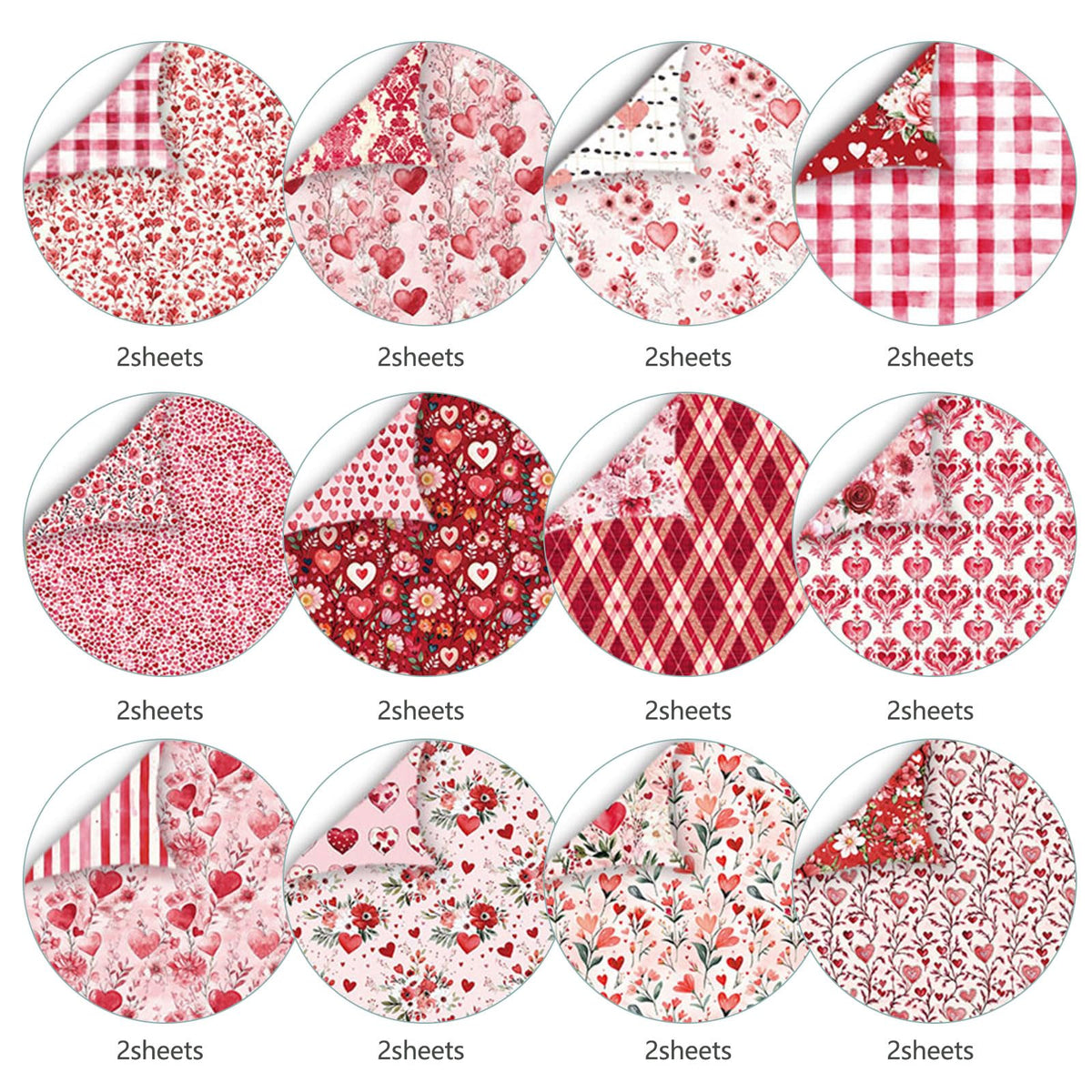 MerwDeeyt Scrapbook Paper 12x12 In and 6x6 In Pack, 48 Sheets Decorative Paper Double Sided Patterned Craft Paper for Scrapbooking Card Making Journaling Decor (Red)