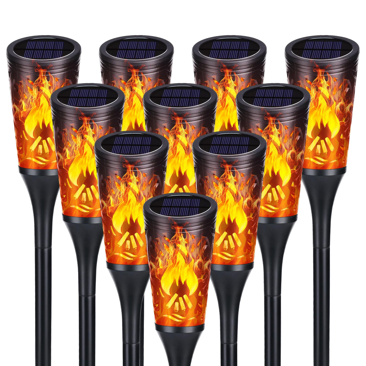 Toodour Solar Lights Outdoor, 10 Pack Solar Torch Lights with Flickering Flame, IP65 Waterproof Yard Lights Landscape Decoration Lighting for Outside Garden Lawn Pathway Patio Decorations