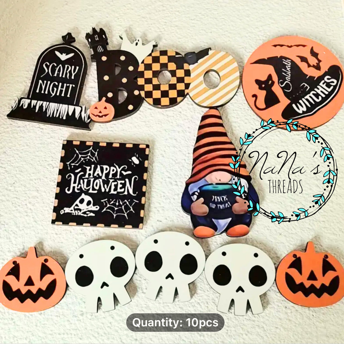 Halloween Tiered Tray Decor Set – Rustic Gnome Pumpkin Farmhouse Decorations for Kitchen, Coffee Bar & Dining Table – Wooden Fall Halloween Tray Accessories for Home Decor