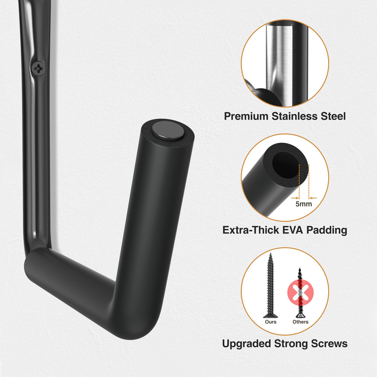niffgaff Heavy Duty Garage Storage Hooks - 120 LB Capacity Wall Mounted Rack for Kayaks, Ladders, and Bikes