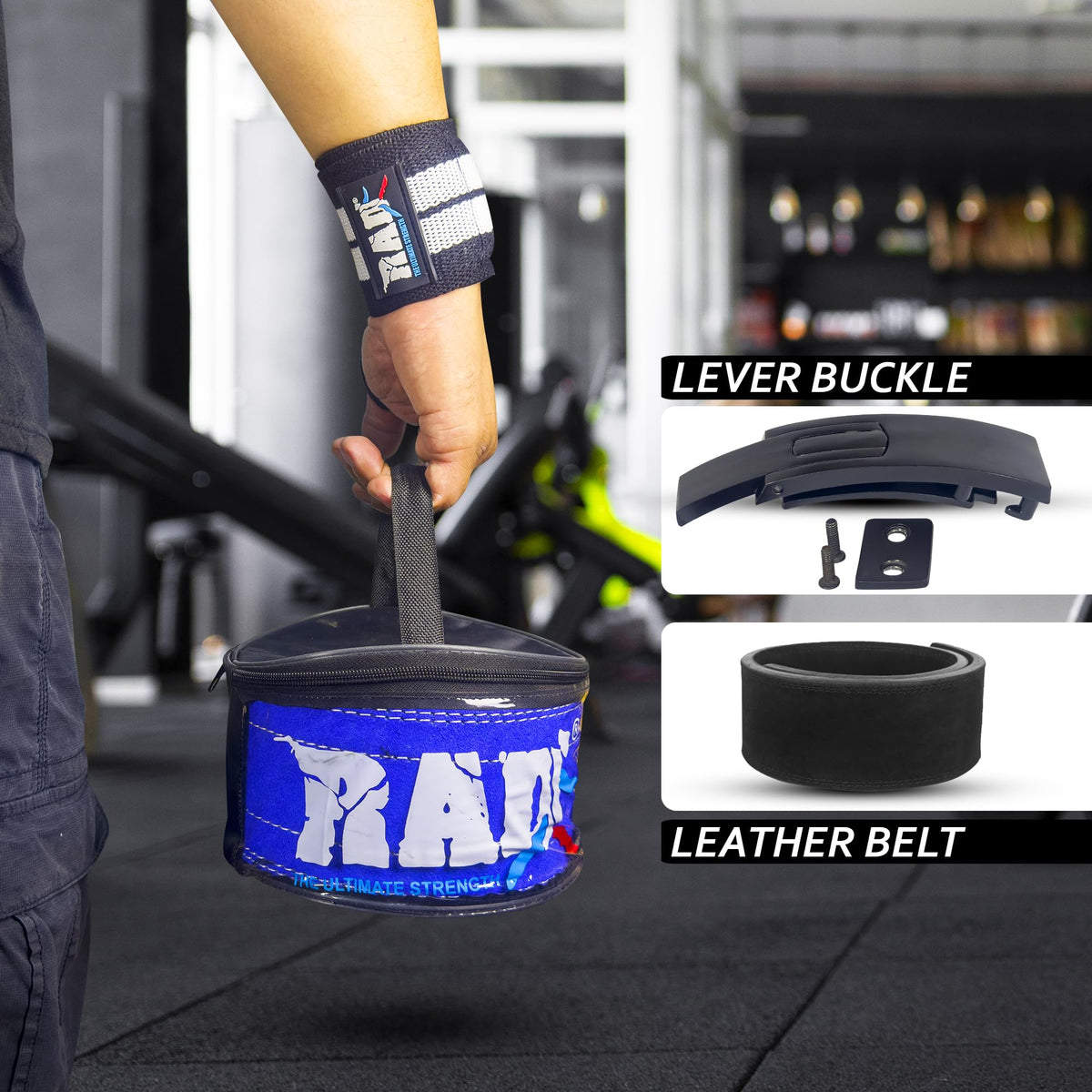 RAD Weight Lifting Belt Powerlifting Men & Women, Weightlifting 10 mm Lever Belt (Jet Black, X-Large)