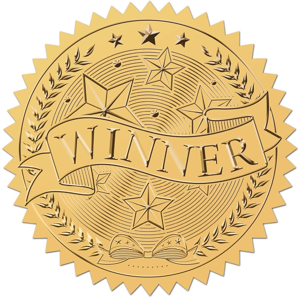 CRASPIRE 408pcs 2 Inch Winner Gold Foil Stickers Word Star Gold Embossed Gold Certificate Seals Self Adhesive Waterproof Round Dot Medal Decoration Label for Gift Packaging Envelope Card Seal