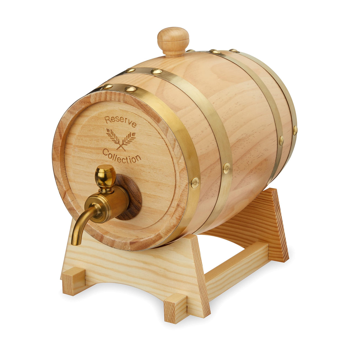 Foster & Rye Wooden Barrel for Whiskey, Whiskey Infusion Bourbon Barrel Moonshine Jug with Spigot, Liquor Dispenser Beverage Barrel - Holds 750mL Set of 1