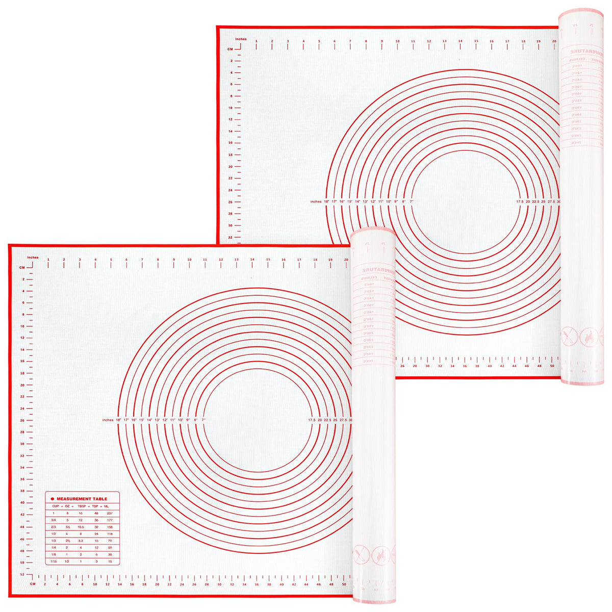 2 Pcs 32x24" Extra Large Dough Mat Silicone Baking Mats for Rolling Pastry Kneading Sheet Sourdough Bread Baking Supplies (Red)