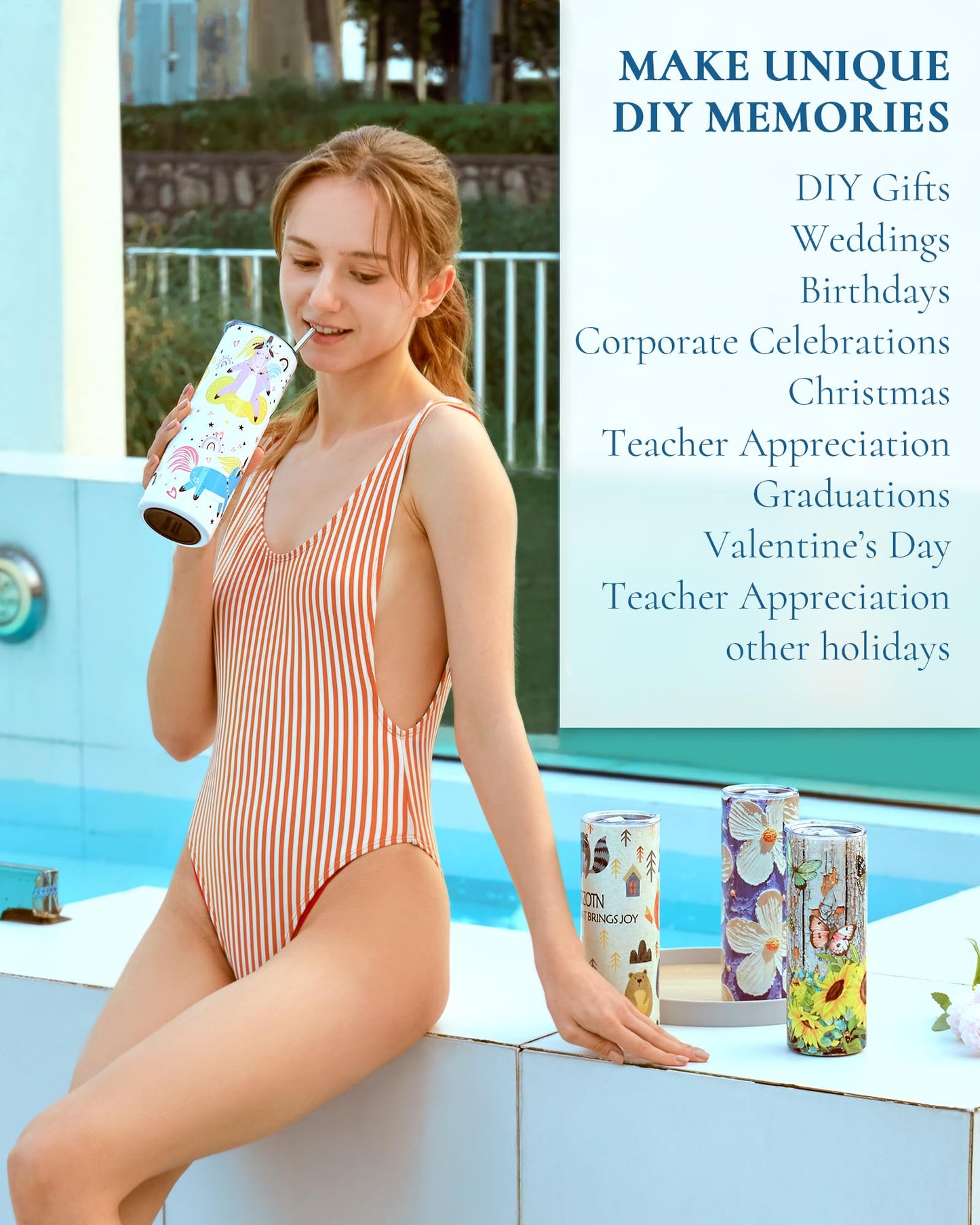 UIRZOTN 25 Pack 20oz Sublimation Tumbler Blanks Skinny Straight in Bulk, Stainless Steel Insulated Sublimation Tumbler with Polymer Coating for Heat Transfer, with Lid, Straw, Ribbon, Gift Box