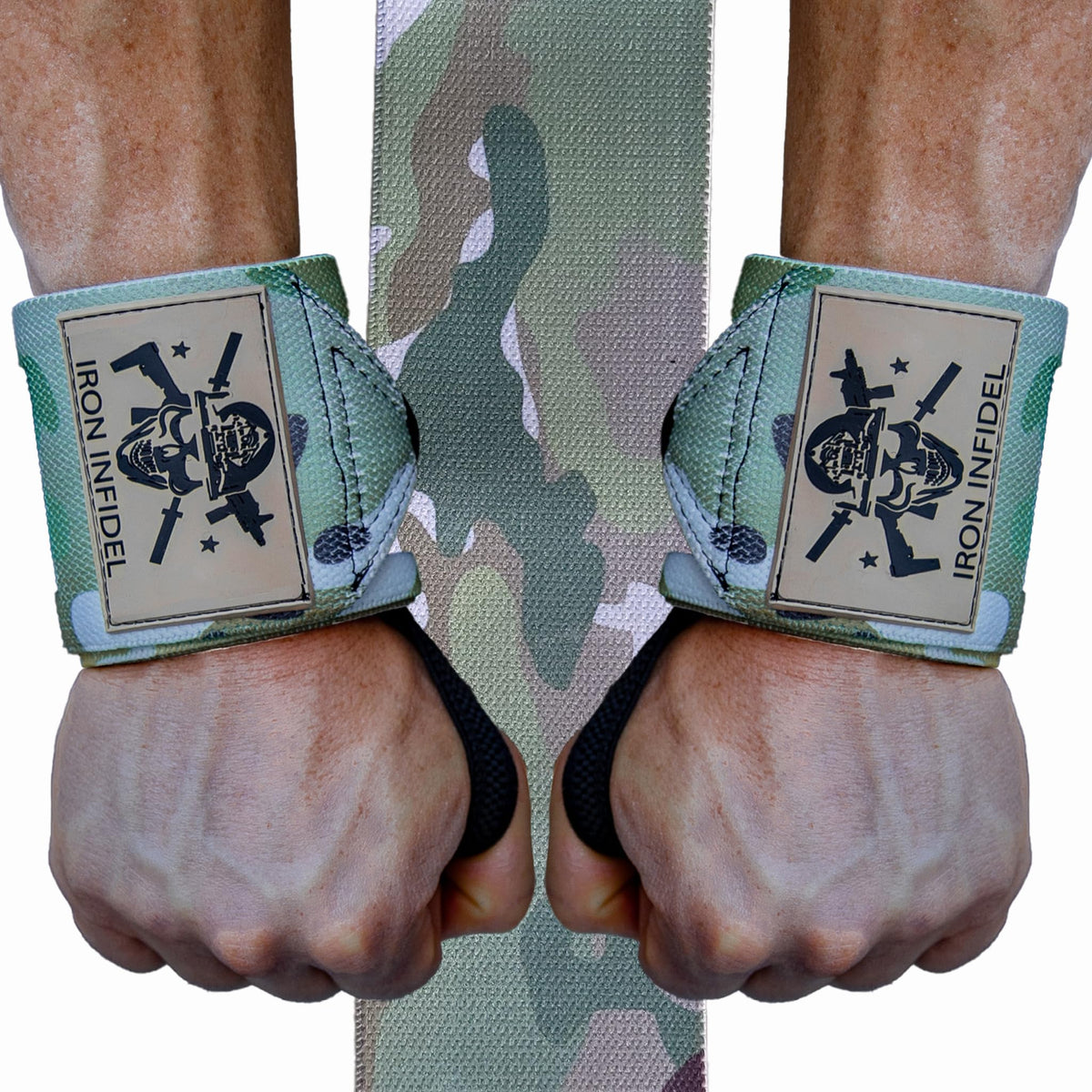 Iron Infidel Wrist Wraps for Weightlifting - 18" Heavy Duty Wrist Support for Working Out, Gym Accessories for Men - Use for Lifting, Crossfit, Fitness, Exercise, Bench Press, Powerlifting (OCP)