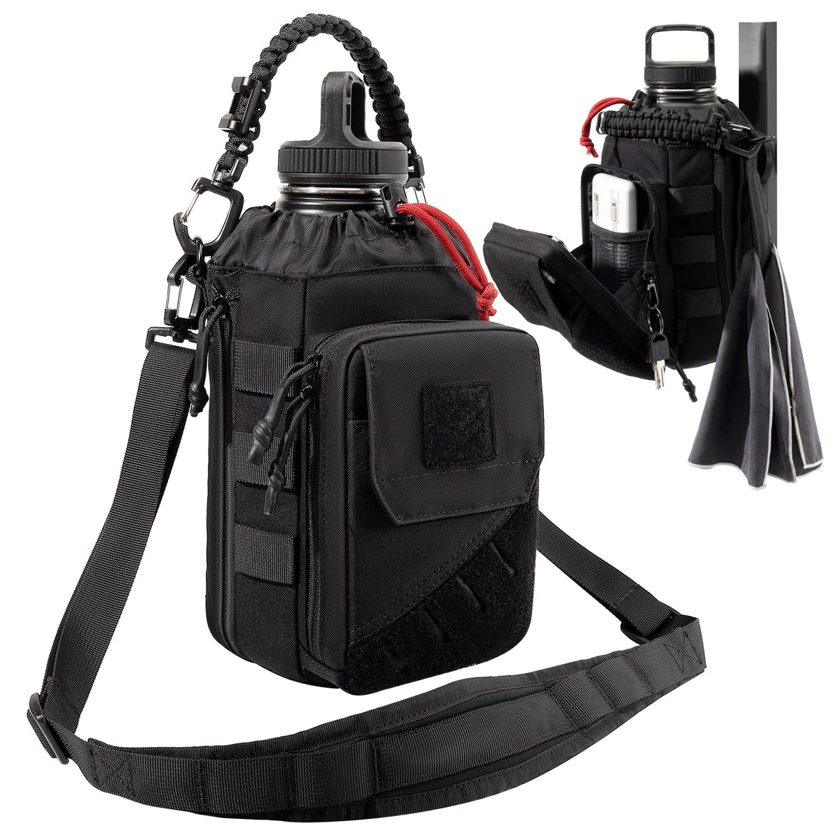 Magnetic Gym Bag for Men,Magnetic Gym Water Bottle Bag with Phone Pockets&40 64oz Multiple Size, Water Bottle Holder with Adjustable Shoulder, Ideal for Fitness,Sports,Travel
