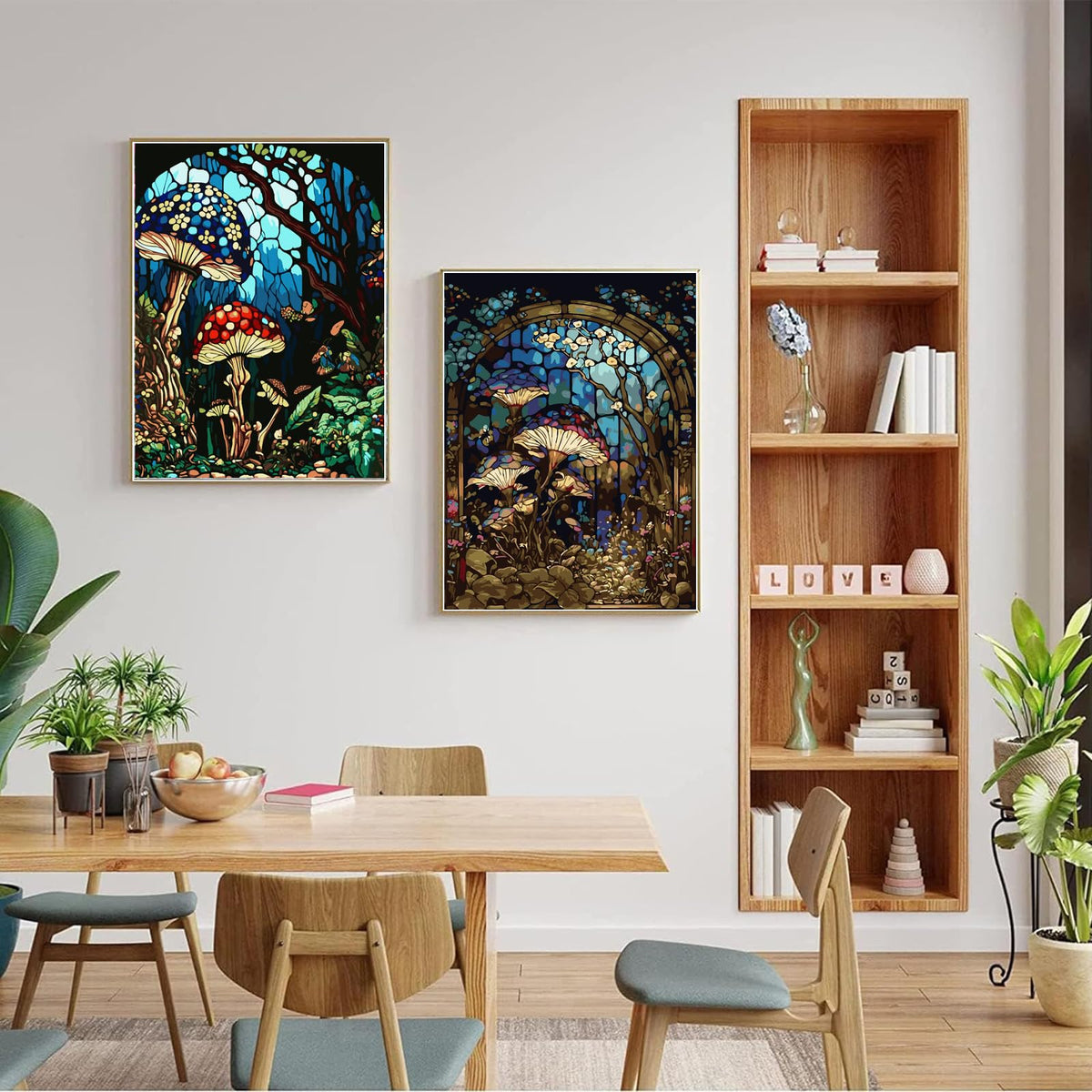 JULOUYN 2 Pack Paint by Numbers Kit for Adults Beginner, Forest Mushroom DIY Canvas Art Kit with Brushes & Acrylic Paints for Home Decor 16x20 in