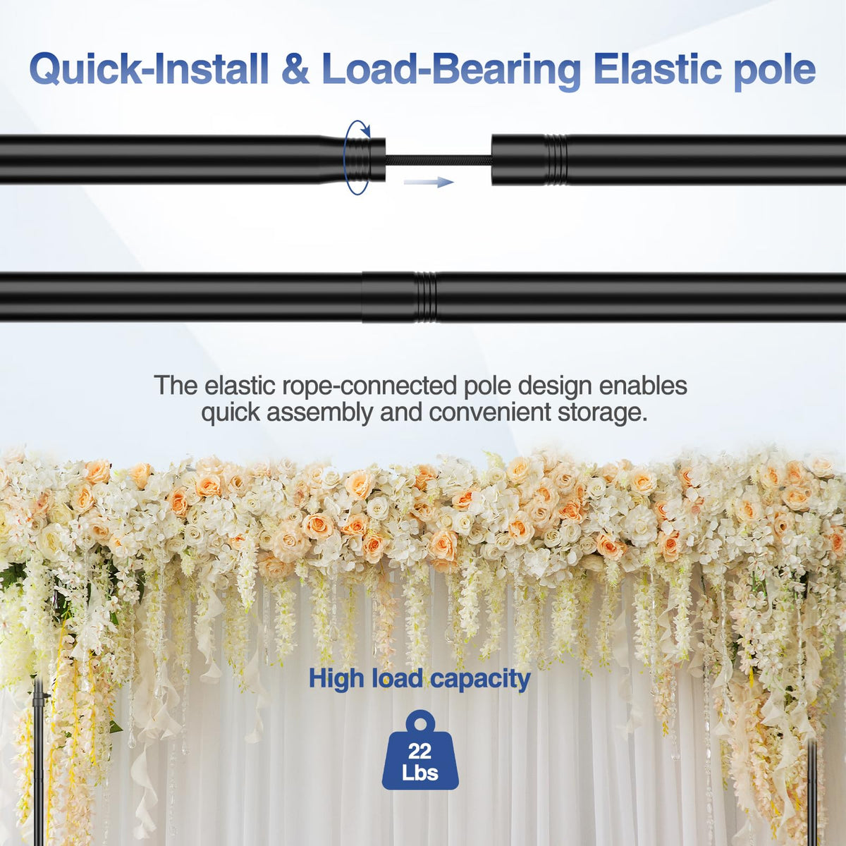 EMART 10x7.7ft Rolling Backdrop Stand with Wheels, Adjustable and Movable Photo Backdrop Banner Stand for Studio Photography, Wedding, Party Decoration, Video Recording, Events Decoration