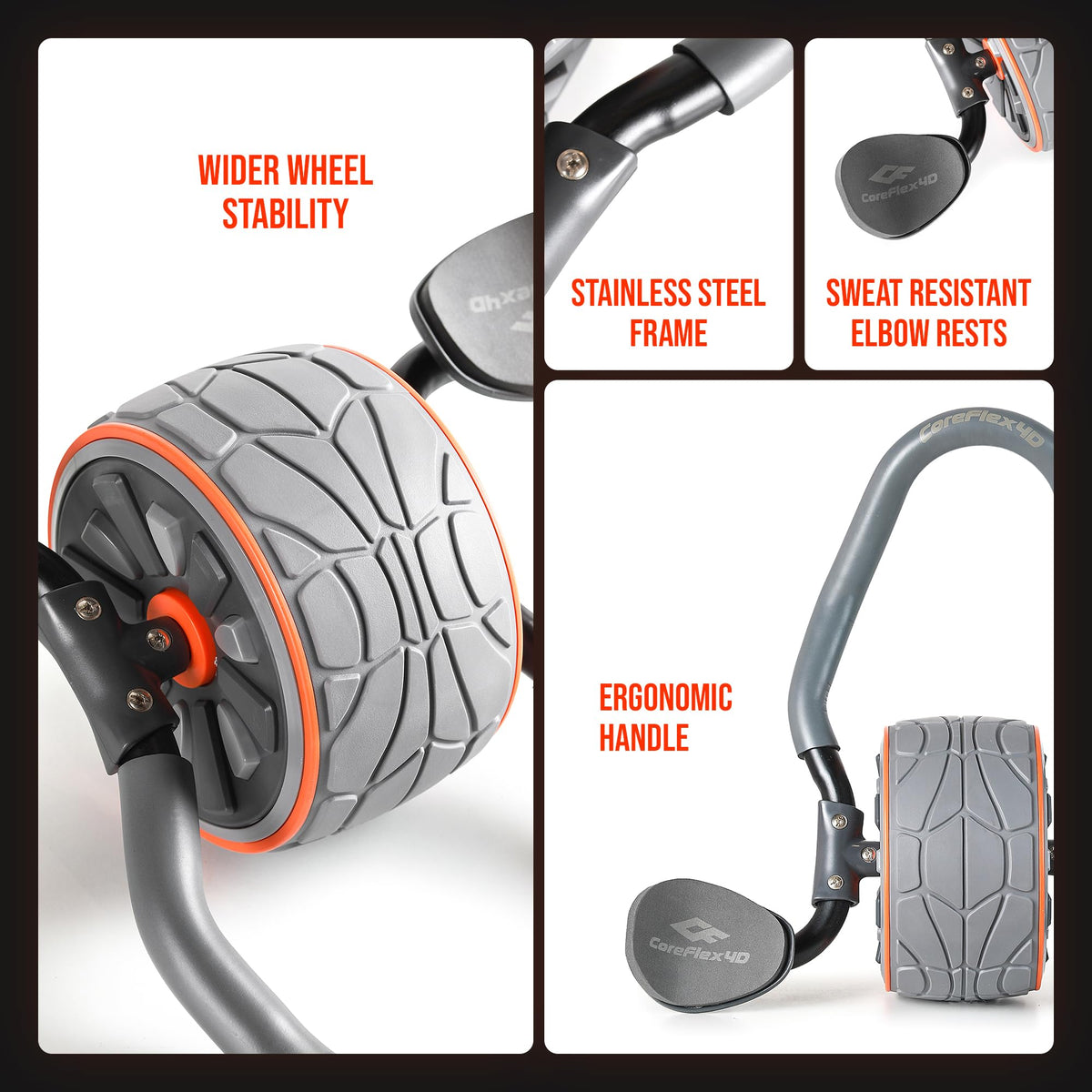 Fitness Hardware CoreFlex4D Ab Roller Wheel with Elbow Support – Dynamic 4D Core Workout Equipment for Abs, Obliques & Stability – Heavy Duty Home Gym Ab Machine for Strength Training & Full Body Fitness