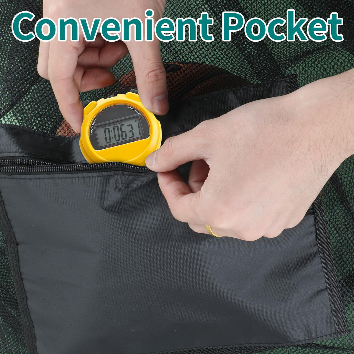 Extra Large Sports Ball Bag, Heavy Duty Breathable Mesh Storage Bag, 40" x 30" Hold 10-12 Soccer Basketball Football, Adjustable Shoulder Strap, Ideal for Coaches, Team, Swimming Gear (Zipper Pocket)