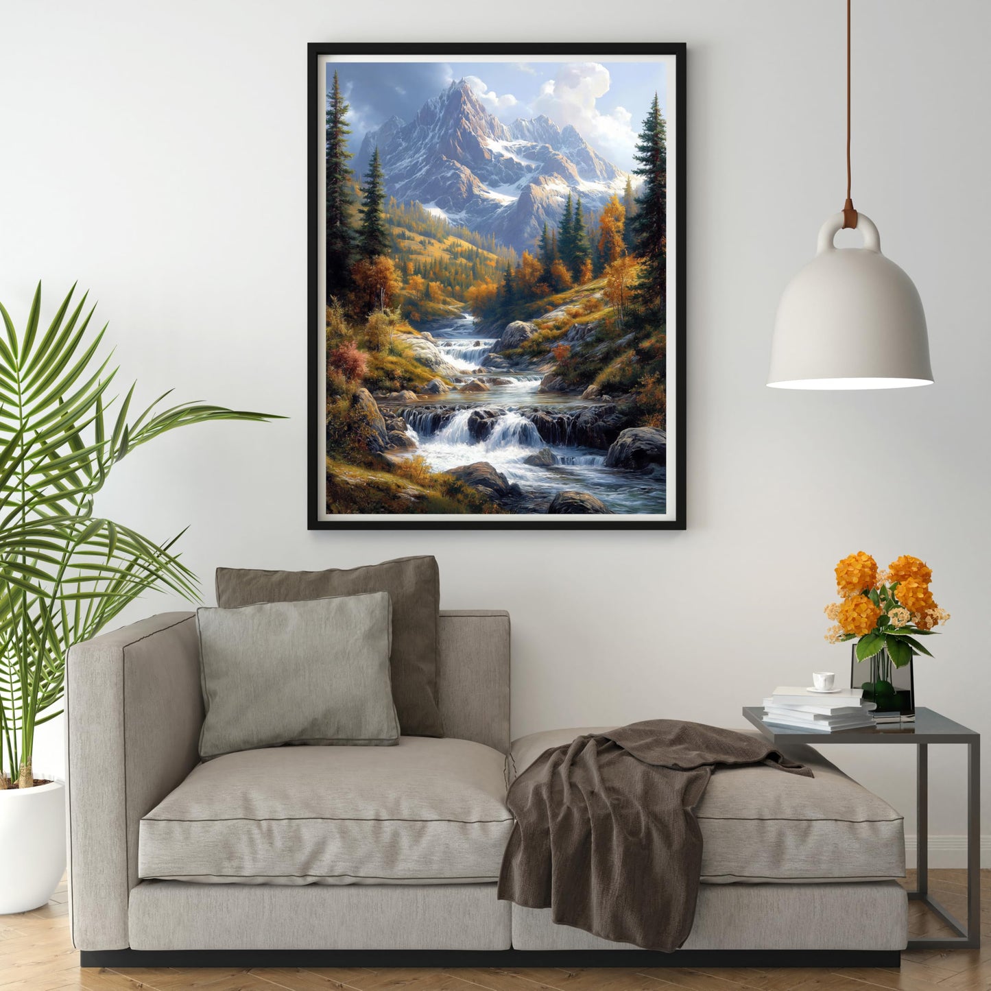 14ct Counted Cross Stitch Kits for Adults Mountains Rivers Printed Stamped Cross Stitch Patterns Kits Cross Stitch Supplies (Mountains Rivers)