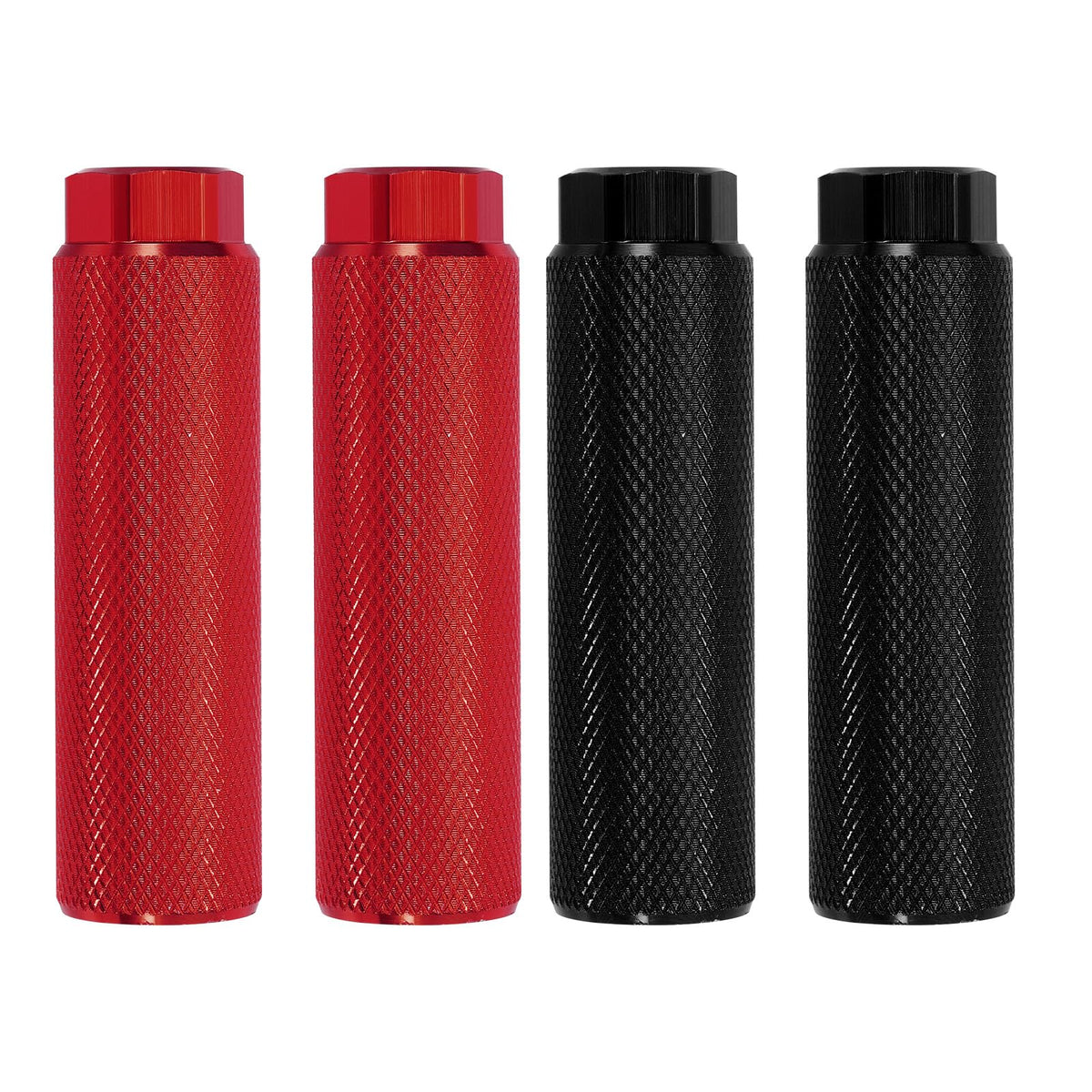 PATIKIL Bike Pegs Fit 3/8 Inch Axles, 4 Pack Aluminum Alloy Anti-Skid Lead Foot Small Bicycle Peg Back Seat Stands for BMX Mountain Dirt Bike Cycling Rear, Red/Black