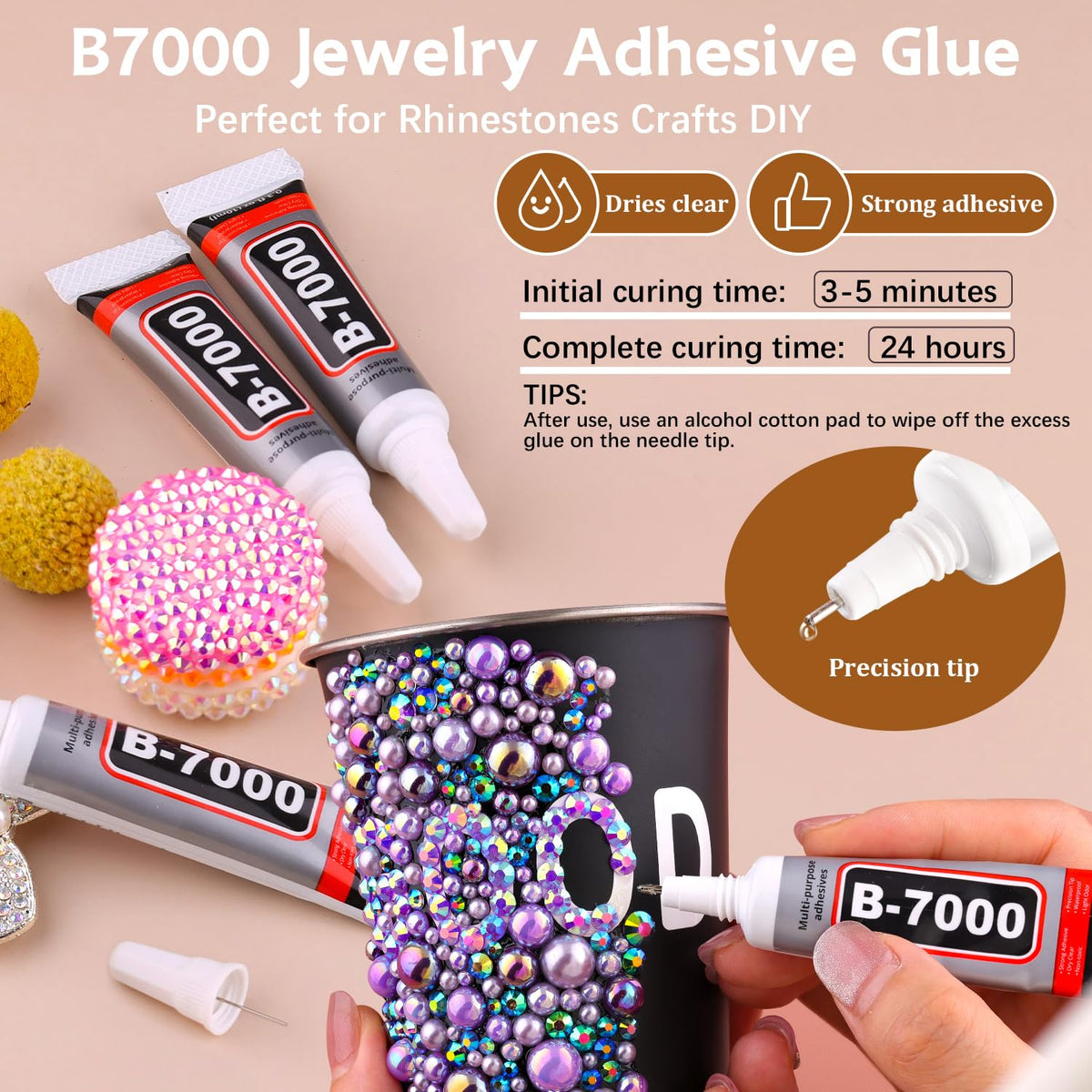 14000PCS Flatback Pearls and Rhinestones for Bedazzling Kit, Purple 3-10mm Resin Rhinestones and Half Pearls for Crafting, Nail Art Dec with 3pcs B7000 Jewelry Glue
