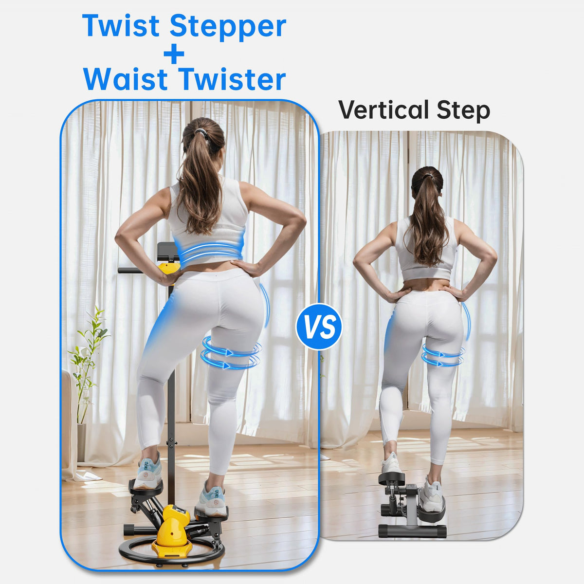 seanleecore Twist Stepper with Handlebar, High-Resistance Stair Stepper Machine for Home Workout, Step + Twist Cardio Exercise Equipment, 300 lb Capacity Quiet Compact Rock Stepper with LCD Monitor