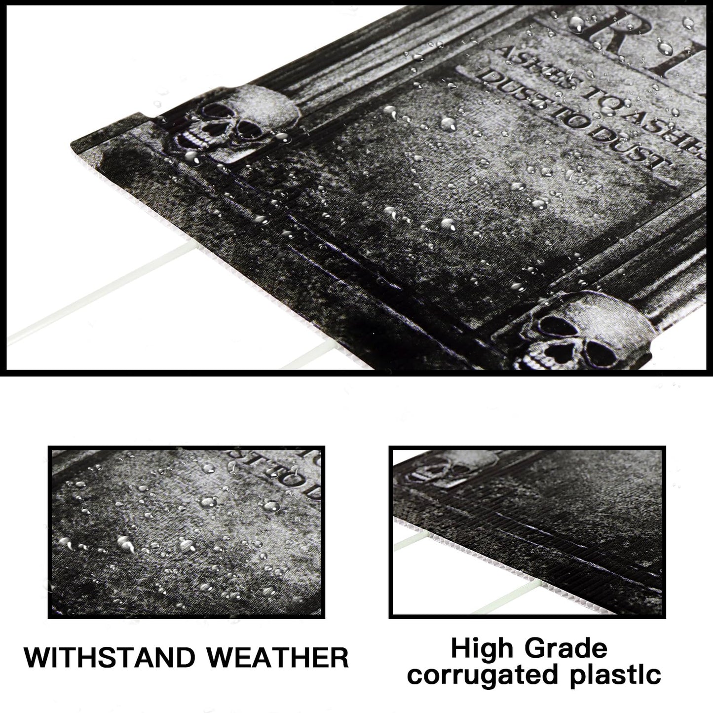 Graveyard Halloween Decorations Outdoor Tombstones: 6ct Large Tombstone Halloween Yard Signs with Stakes, 16" Realistic Scary Skeleton RIP Gravestones Lawn Cemetery Decor Outside for Kids Home Party