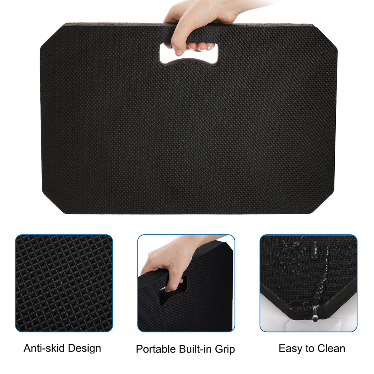 Hacaroa 3 Pack Extra Thick Kneeling Pad, EVA Foam Garden Kneeler Comfortable Knee Pad Cushion for Work, Gardening, Baby Bath, Exercise, Yoga, Water Resistant, Black