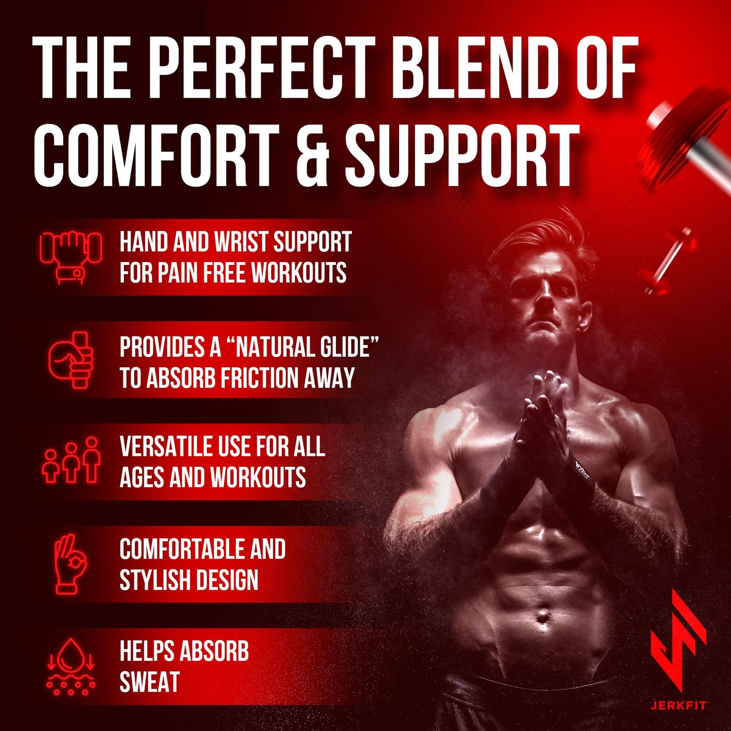 JerkFit WODies Gymnastics & Weightlifting Grips with Wrist Wraps – 3 Hole Versatile Gym Gloves for Pull Ups, Gym Training & Cross Training – Hand Grips Palm Protector for Men & Women (Black, S)