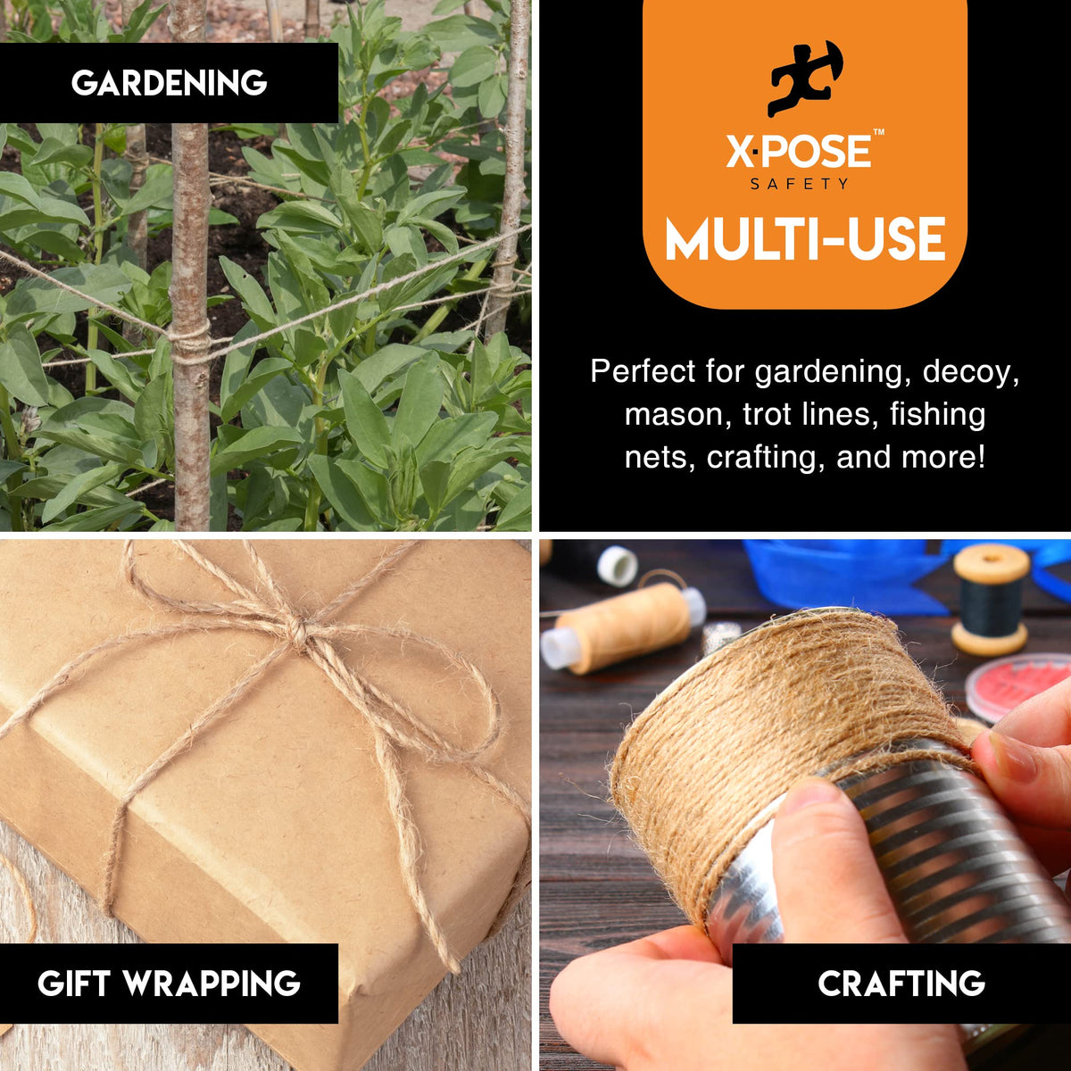Jute Twine - 3 Ply Brown Roll 150 Feet Natural Jute String for Crafts, Packaging, Wrapping, Decorative Rope Cord for Hanging Ornaments (6 Packs)