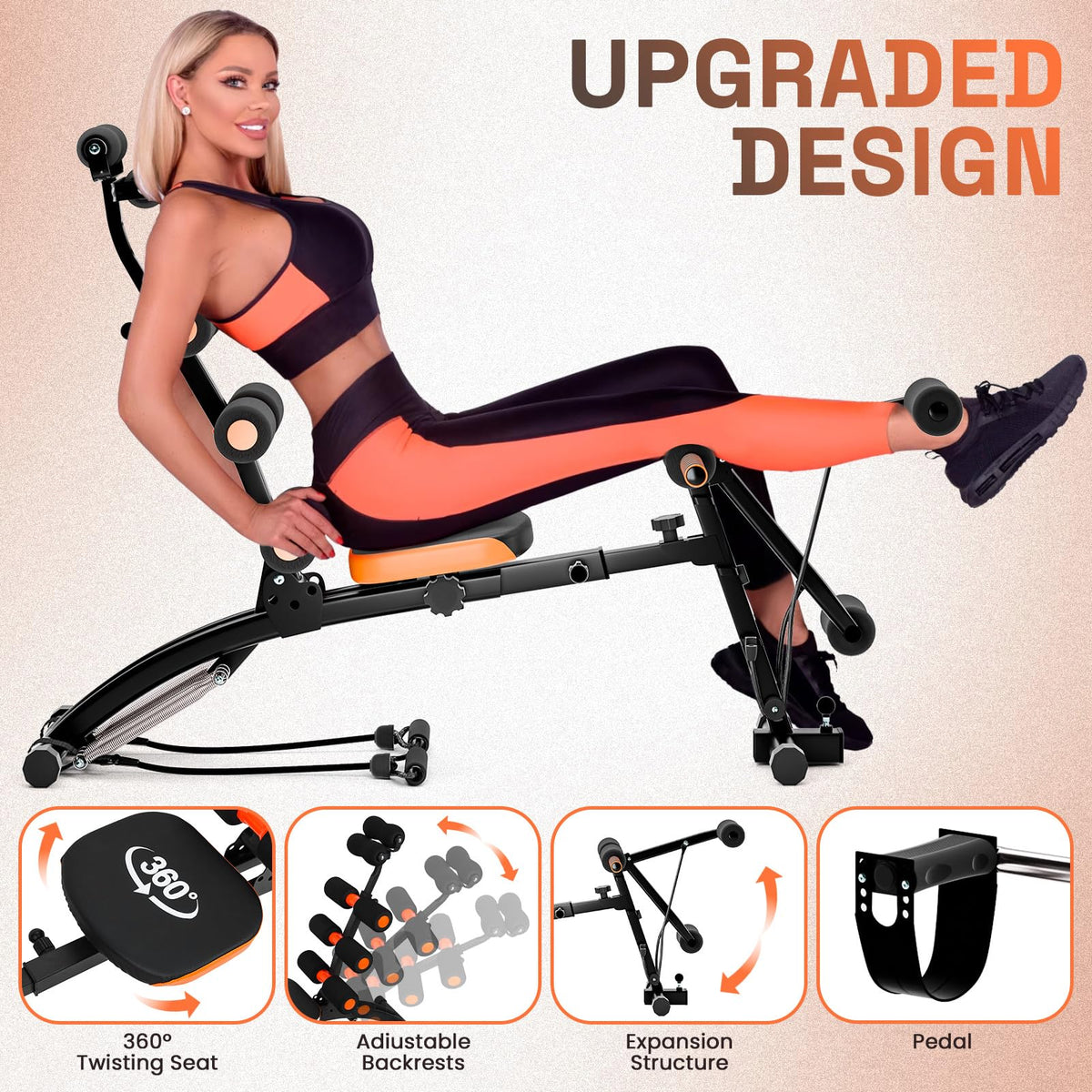 Adjustable Ab Machine for Stomach Workout, Multi-Functional Ab Crunch Trainer Bench, Abdominal Exercise Machine for Core, Legs, Arms – Maquina para Abdominales en Casa