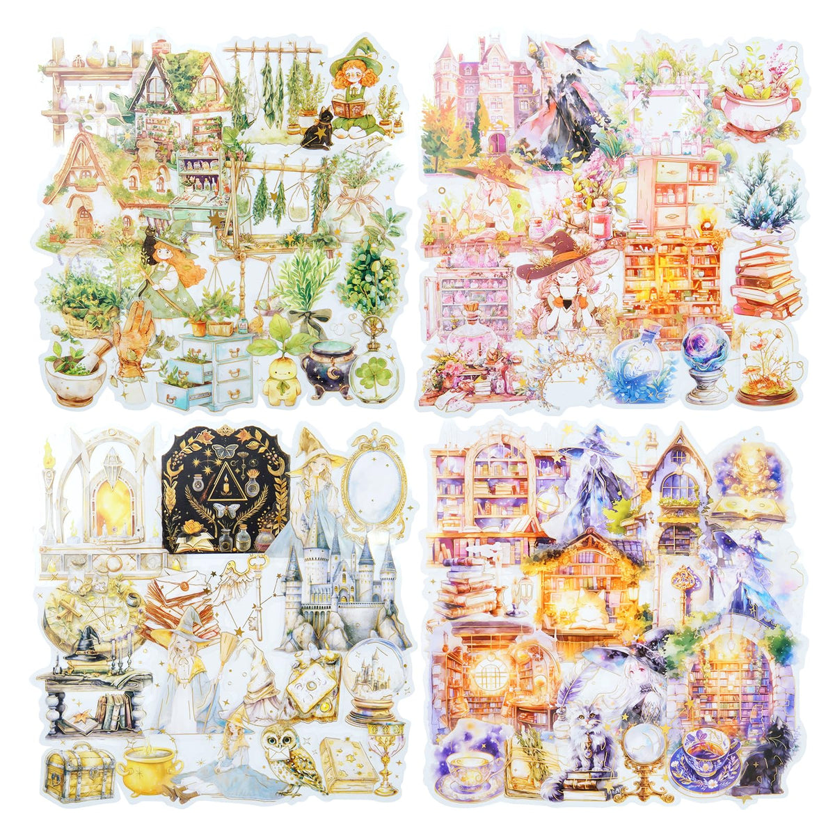 AuriicLeaf Magic-Themed PET Sticker Set, 80PCS Fantasy Adventure Stickers for Scrapbooking, Journaling, DIY Crafts, and Art Supplies