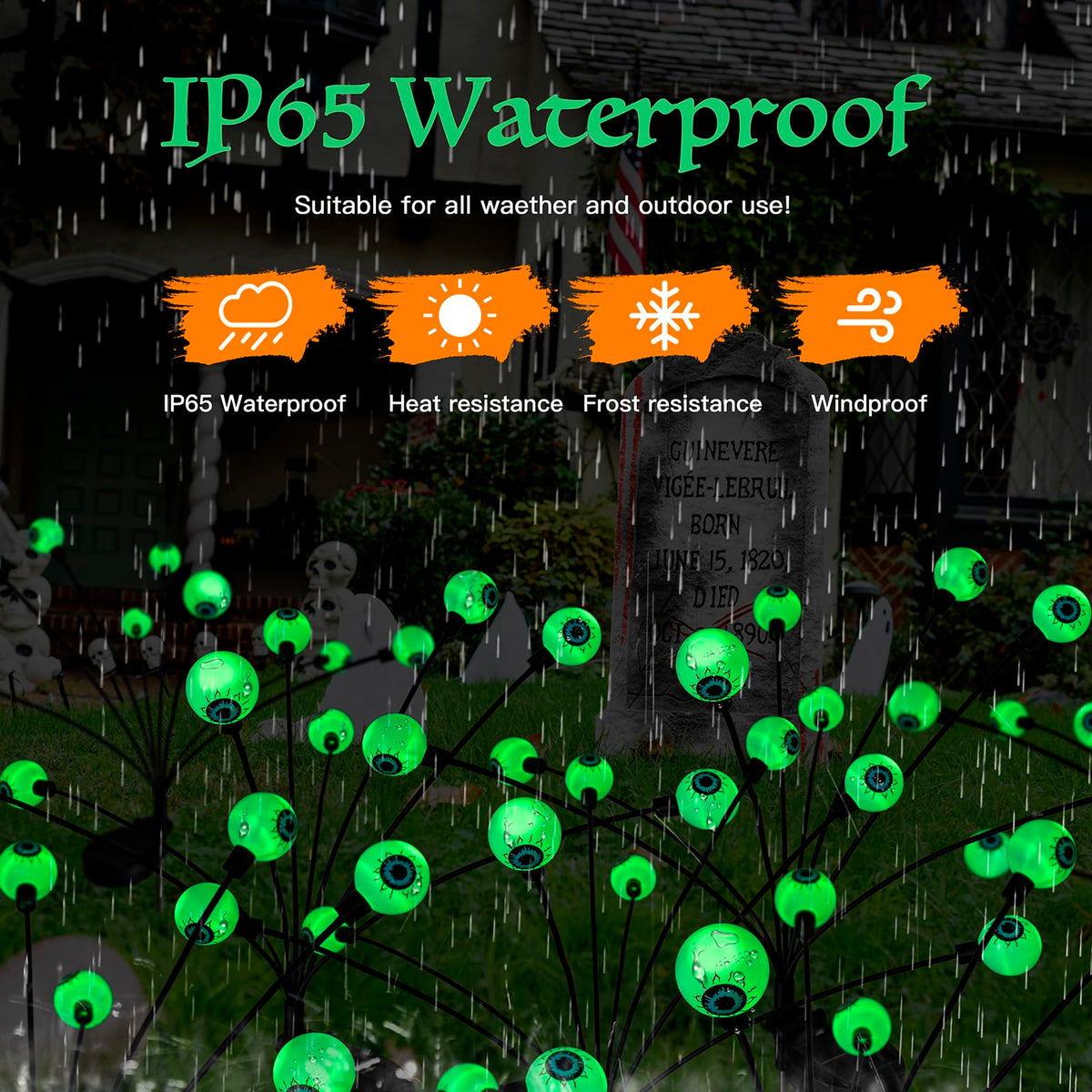 Flumy Halloween Decorations Outdoor, 2 Pack 16LED Solar Eyeball Lights, Scary Decor Lights Waterproof, for Backyard Landscape Lawn Solar Lightning, Garden Pathway Halloween Party Yard Patio