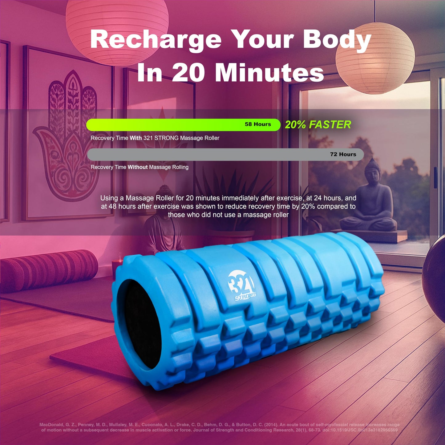 321 Strong Foam Roller - Medium Density Deep Tissue Massager - Muscle Massage + Myofascial Trigger Point Release - Includes 4K eBook - Alien