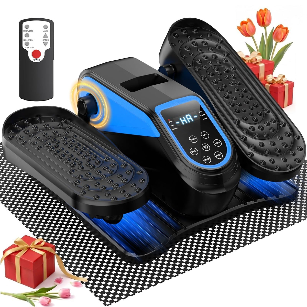 VIVURN® 023 Under Desk Elliptical Mini Electric Leg Exerciser for Senior, 12 Speeds RF Remote Display Monitor Non-Slip Mat, Quiet & Compact Seated Pedal Exerciser for Home Office Gift for Mom Dad