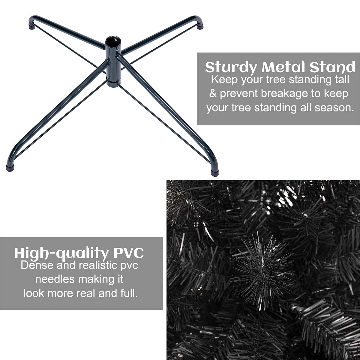 Sunnyglade 4 FT Halloween Black Premium Artificial Christmas Tree 400 Tips Easy to Assemble with Christmas Tree Stand (4 ft)