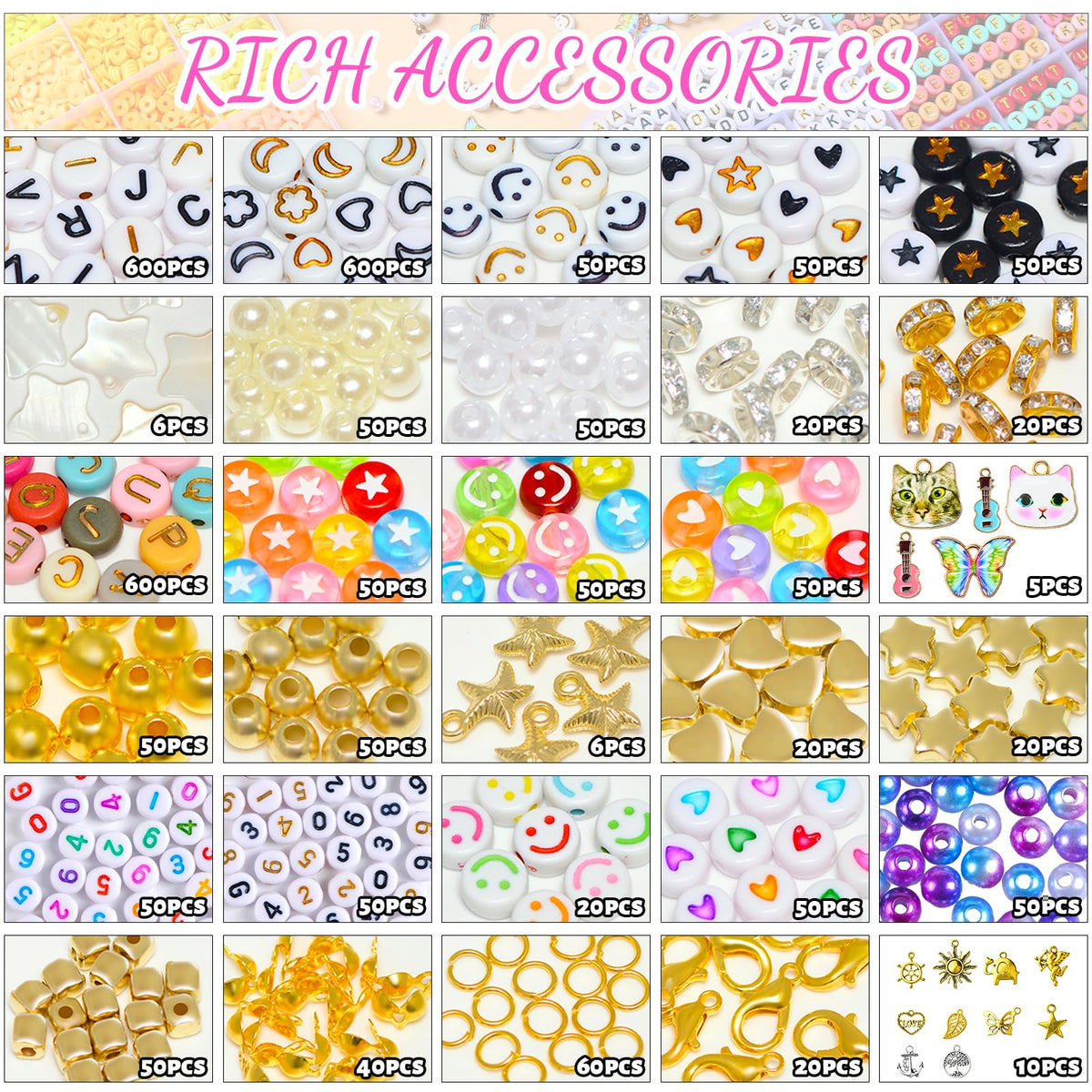 wuzoe Friendship Bracelet Kit, 16888pcs, 96 Colors Polymer Clay Beads & 1200 Letter Beads，Bracelet Making Kit for DIY Jewelry Making&Friendship Bracelet Making