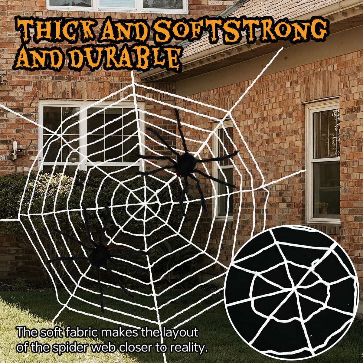 FathiSooc Spider Webs Halloween Decorations Outdoor, 16.5ft 12 Coils White Fake Spider Web, Scary Haunted House Outdoor Wall Decor for Halloween Party Hanging Decorations (16.5ft 12 Coils-White)